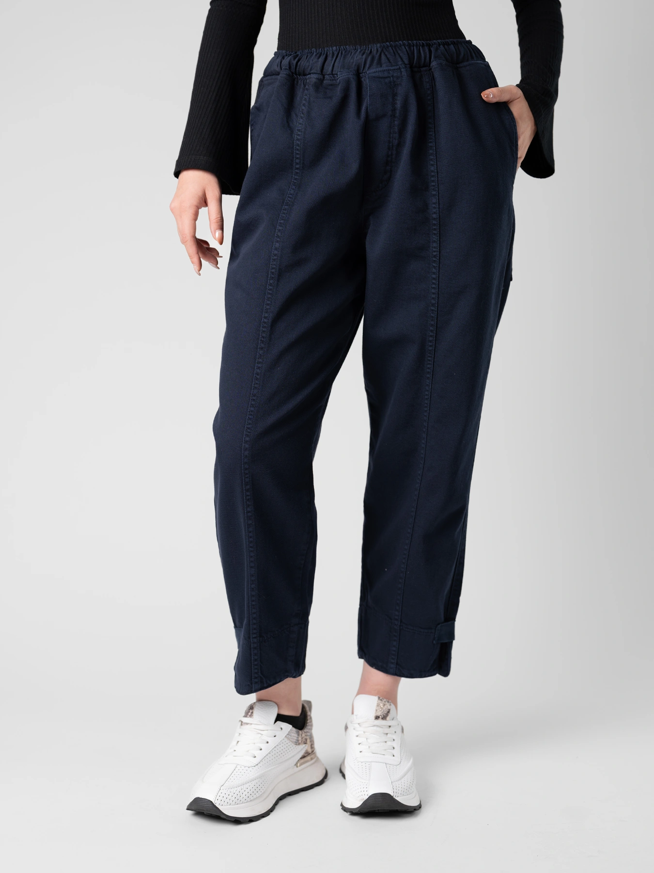 شلوار کتان مام استایل سرمه ای 97