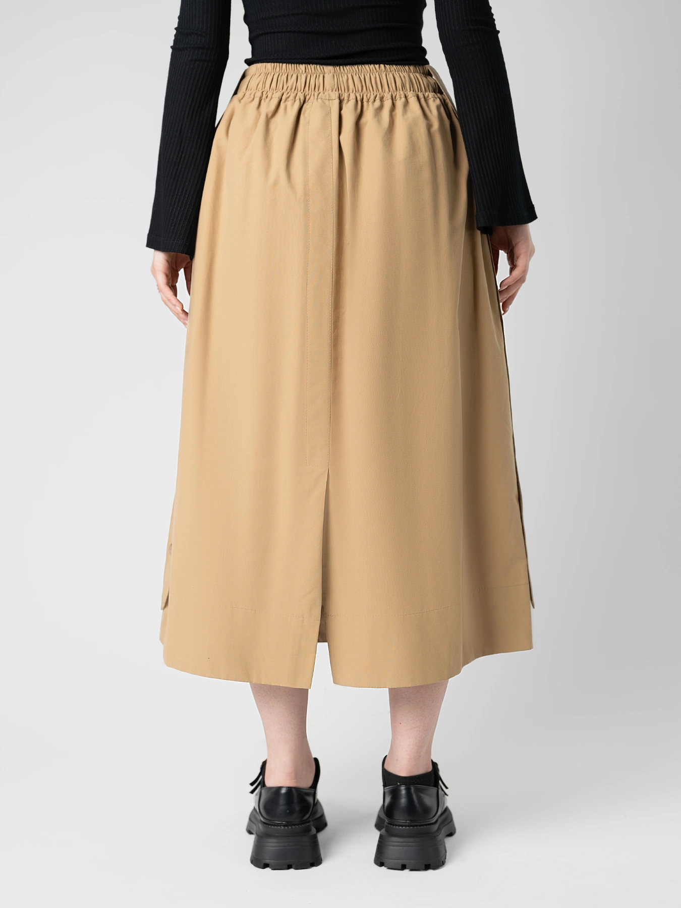 دامن بغل دکمه دار کتان کرم 10