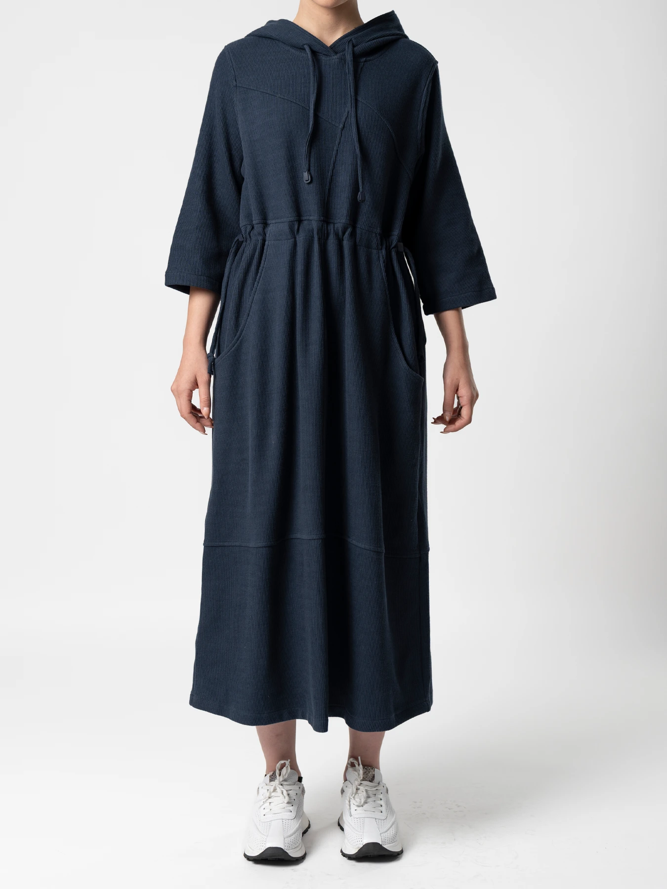 مانتو کبریتی کلاه دار سرمه ای 22