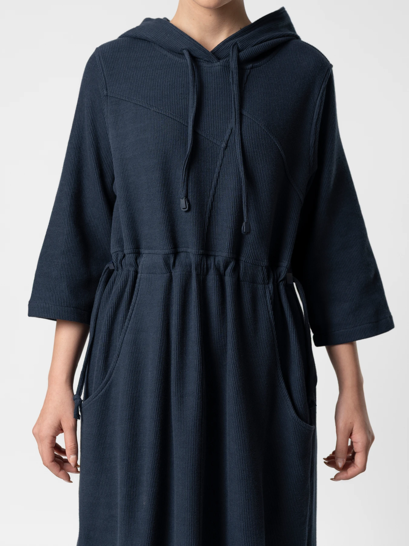 مانتو کبریتی کلاه دار سرمه ای 22