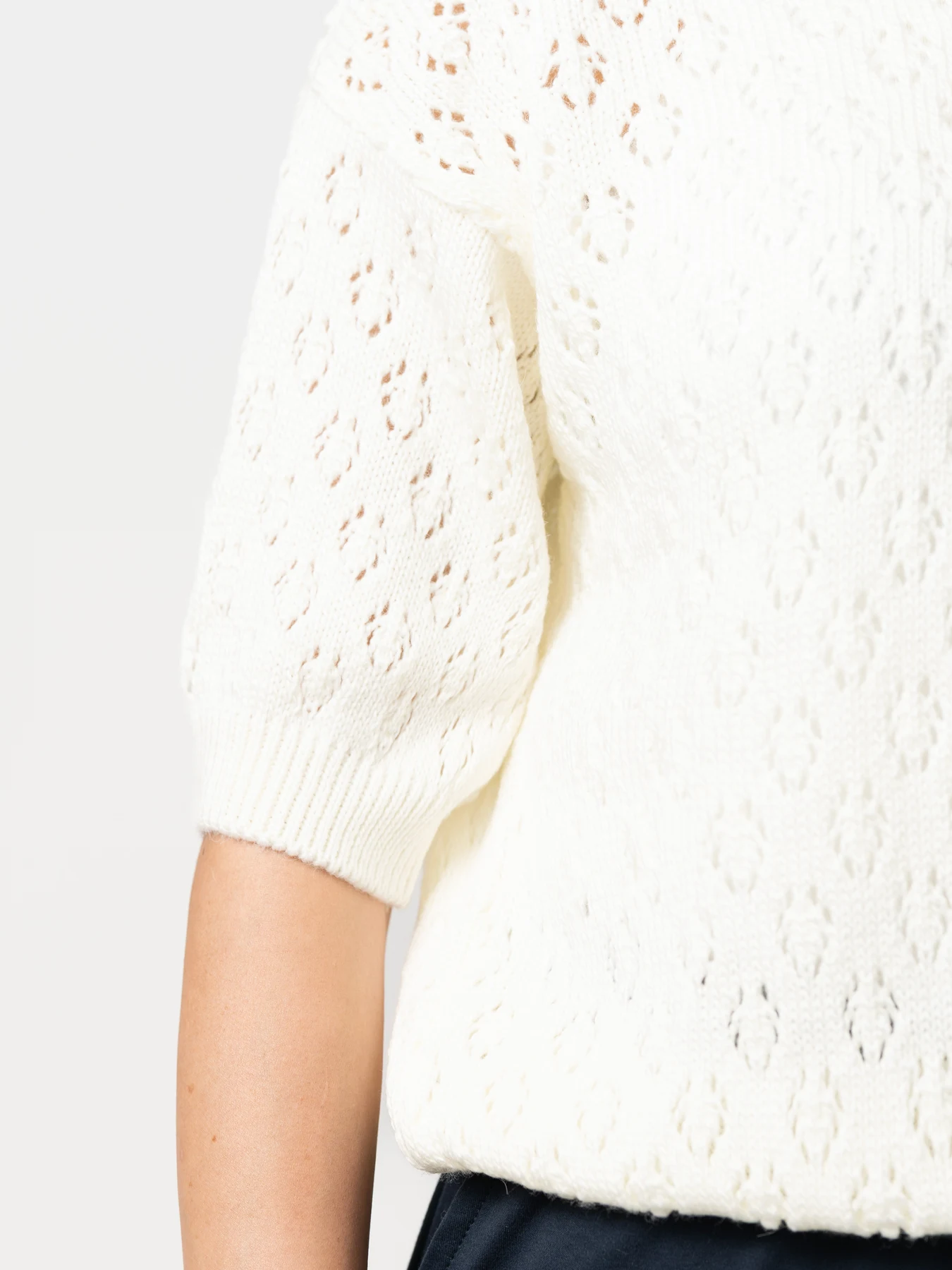 بلوز بافت زنانه یقه برگردان سفید 