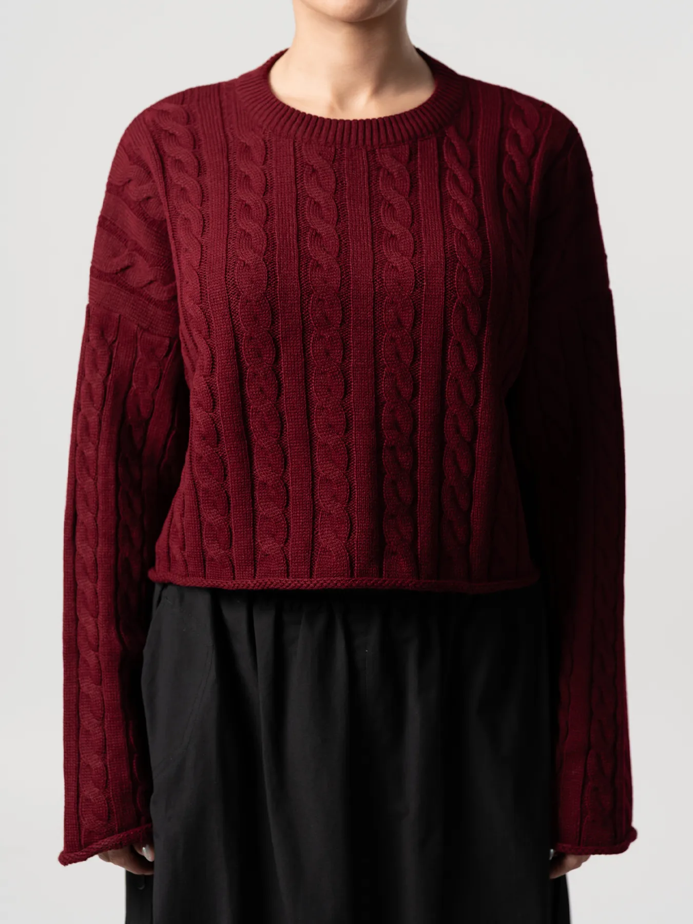 بلوز بافت زنانه مارپیچ زرشکی