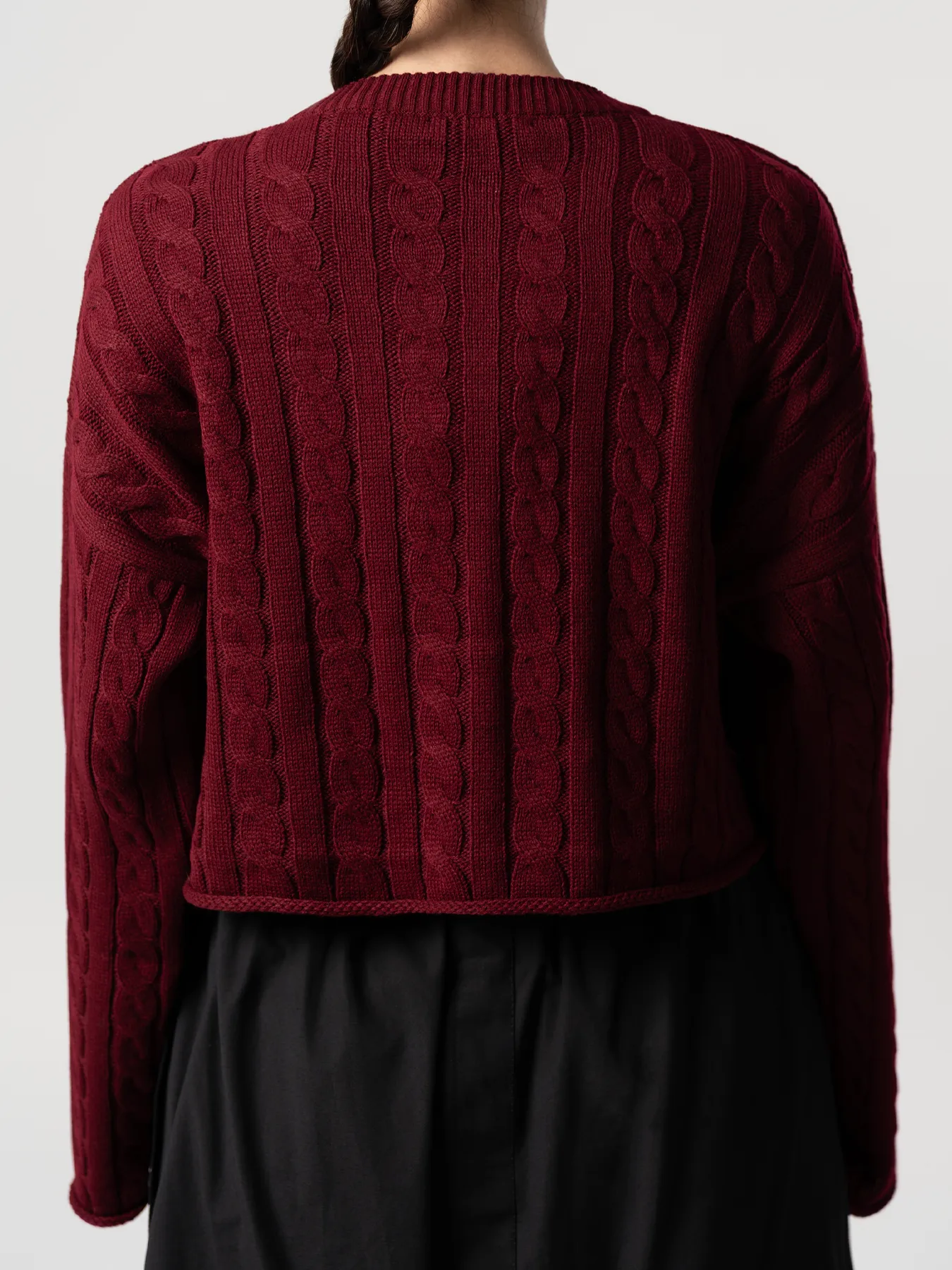 بلوز بافت زنانه مارپیچ زرشکی