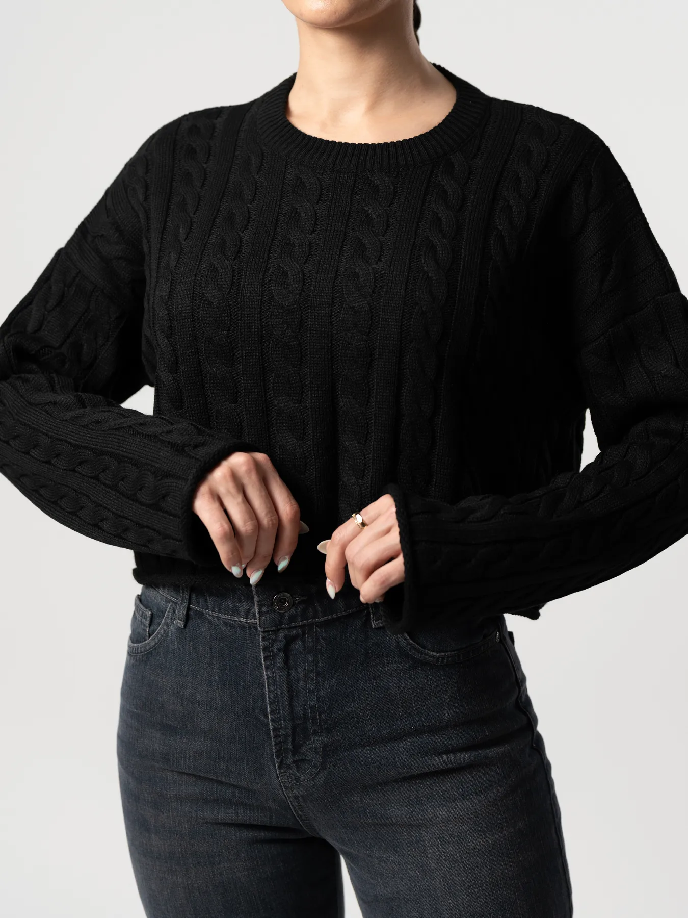 بلوز بافت زنانه مارپیچ مشکی