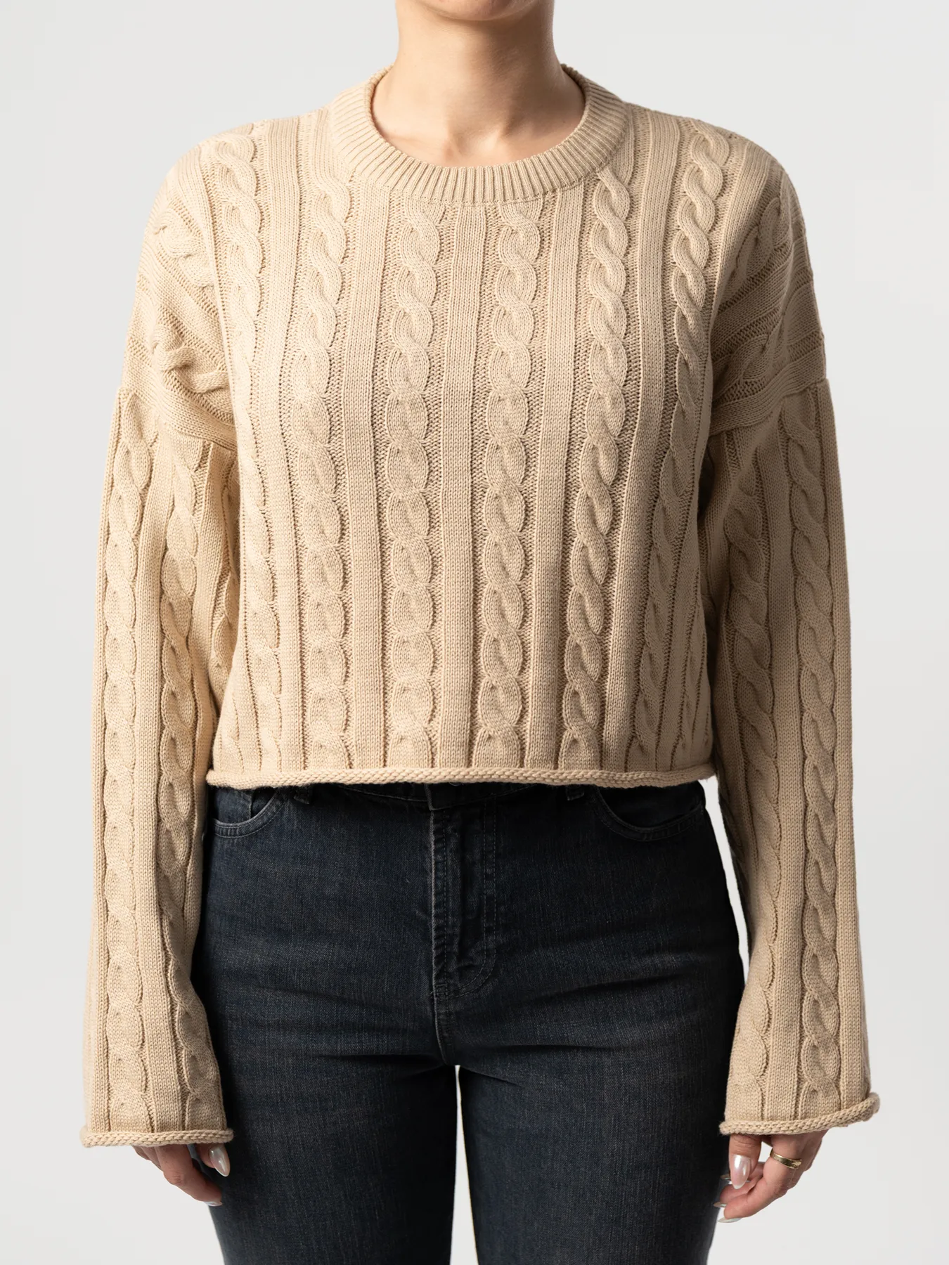 بلوز بافت زنانه مارپیچ کرم