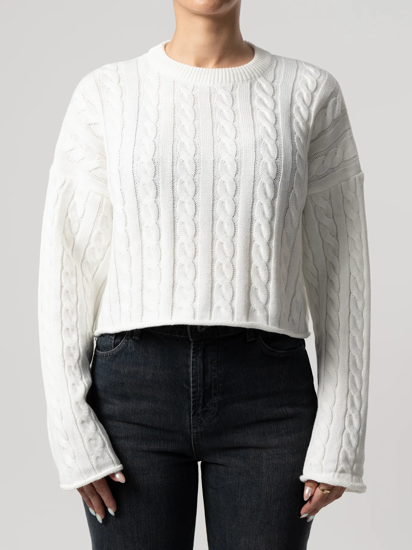 بلوز بافت زنانه مارپیچ سفید
