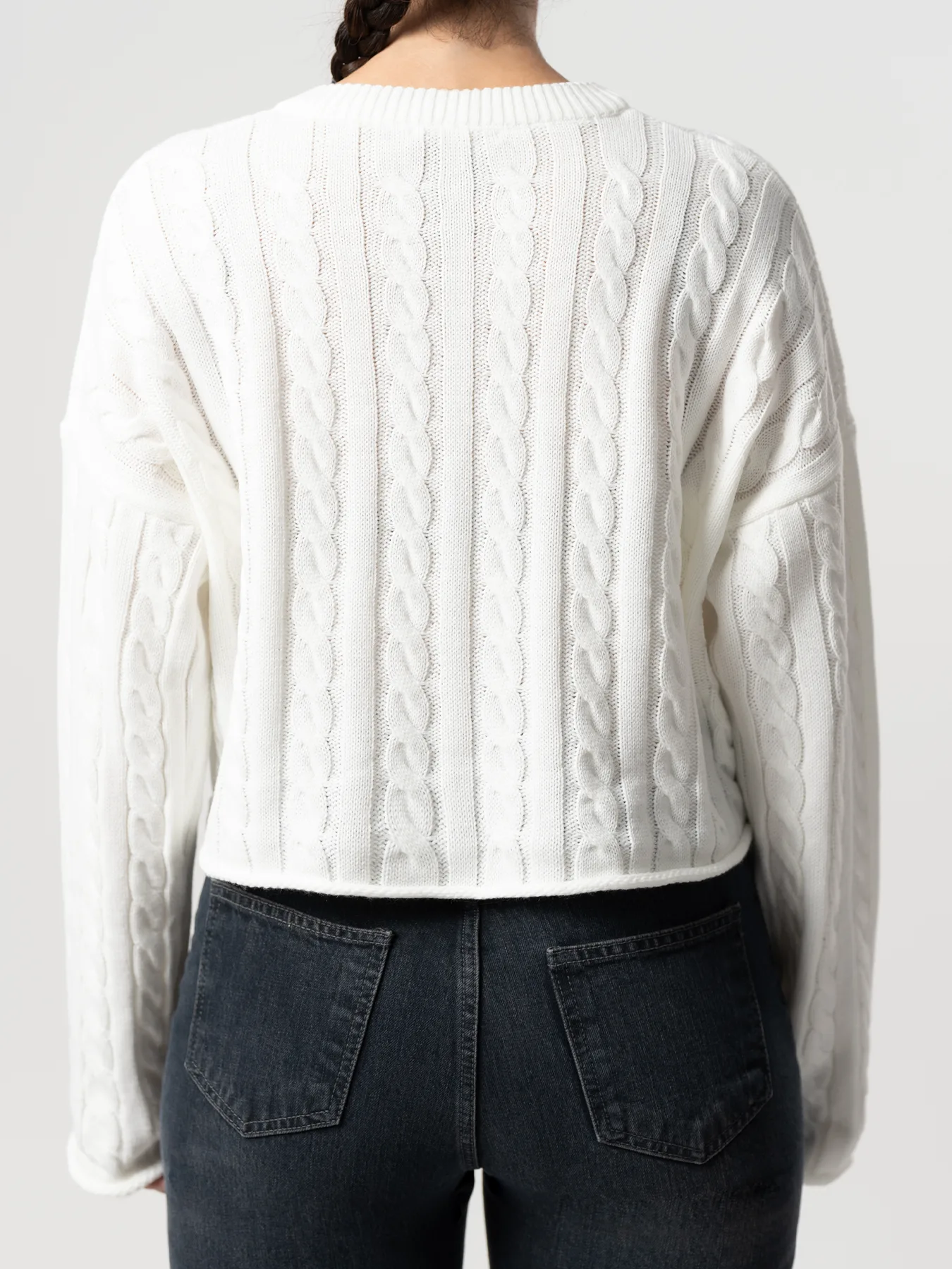 بلوز بافت زنانه مارپیچ سفید
