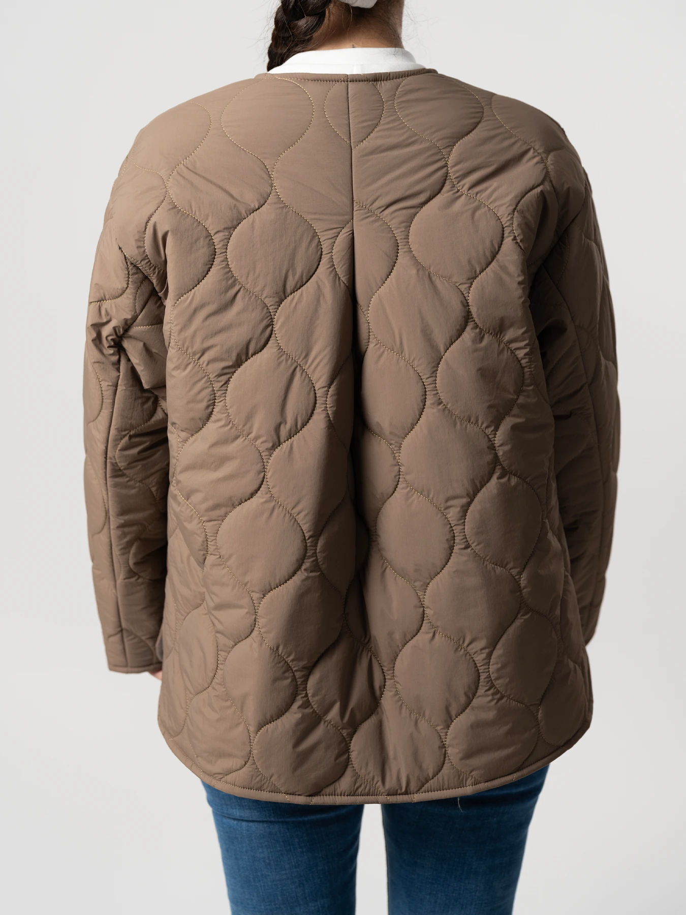 کاپشن زنانه قهوه ای طرح دار 18