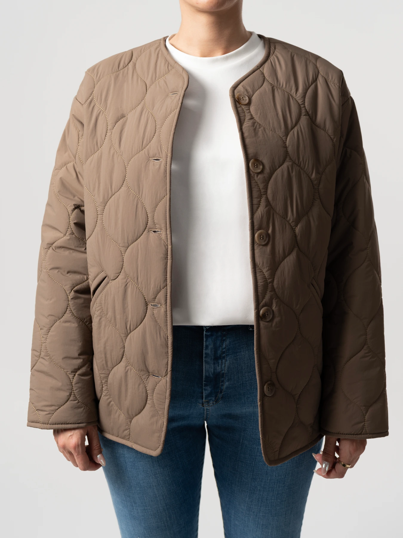 کاپشن زنانه قهوه ای طرح دار 18