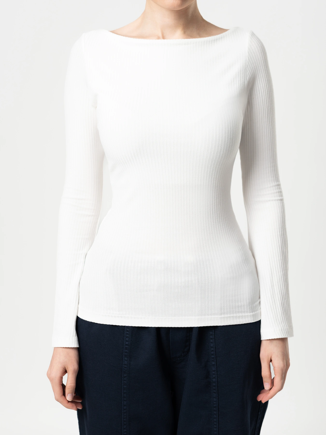 بلوز یقه قایقی طرح کبریتی شیری