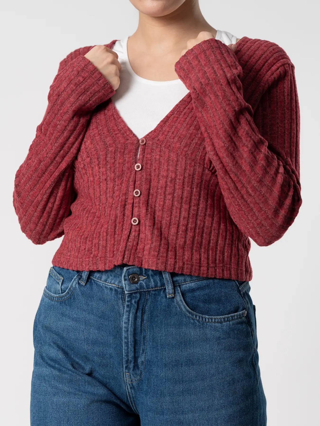 بلوز زرشکی راه راه 97