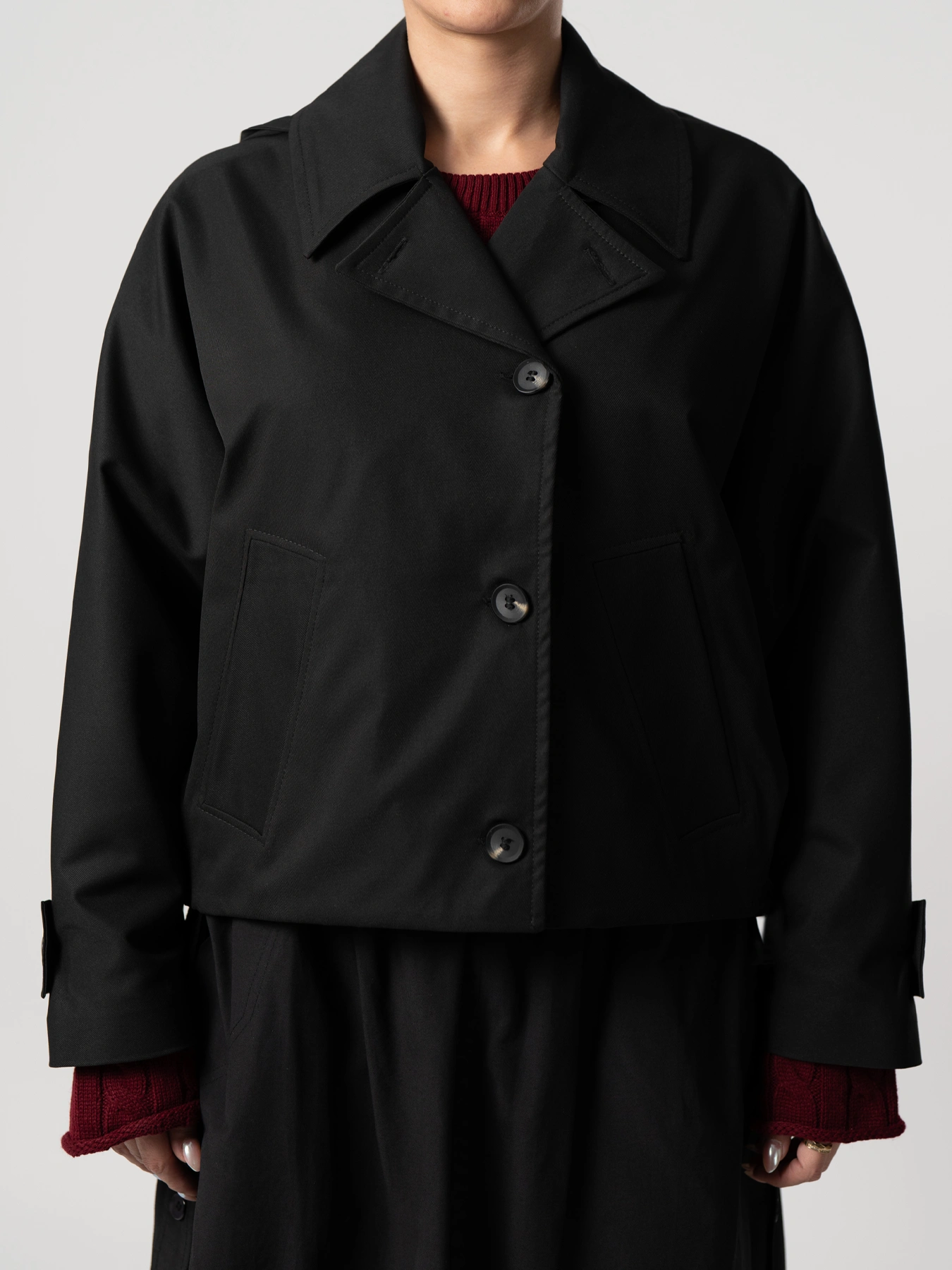 ترنچ کت مشکی کلاه دار 38