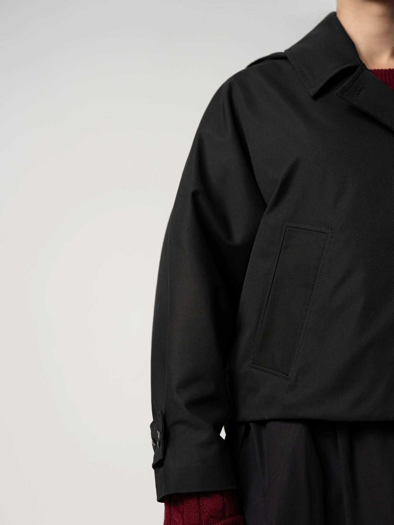 ترنچ کت مشکی کلاه دار 38