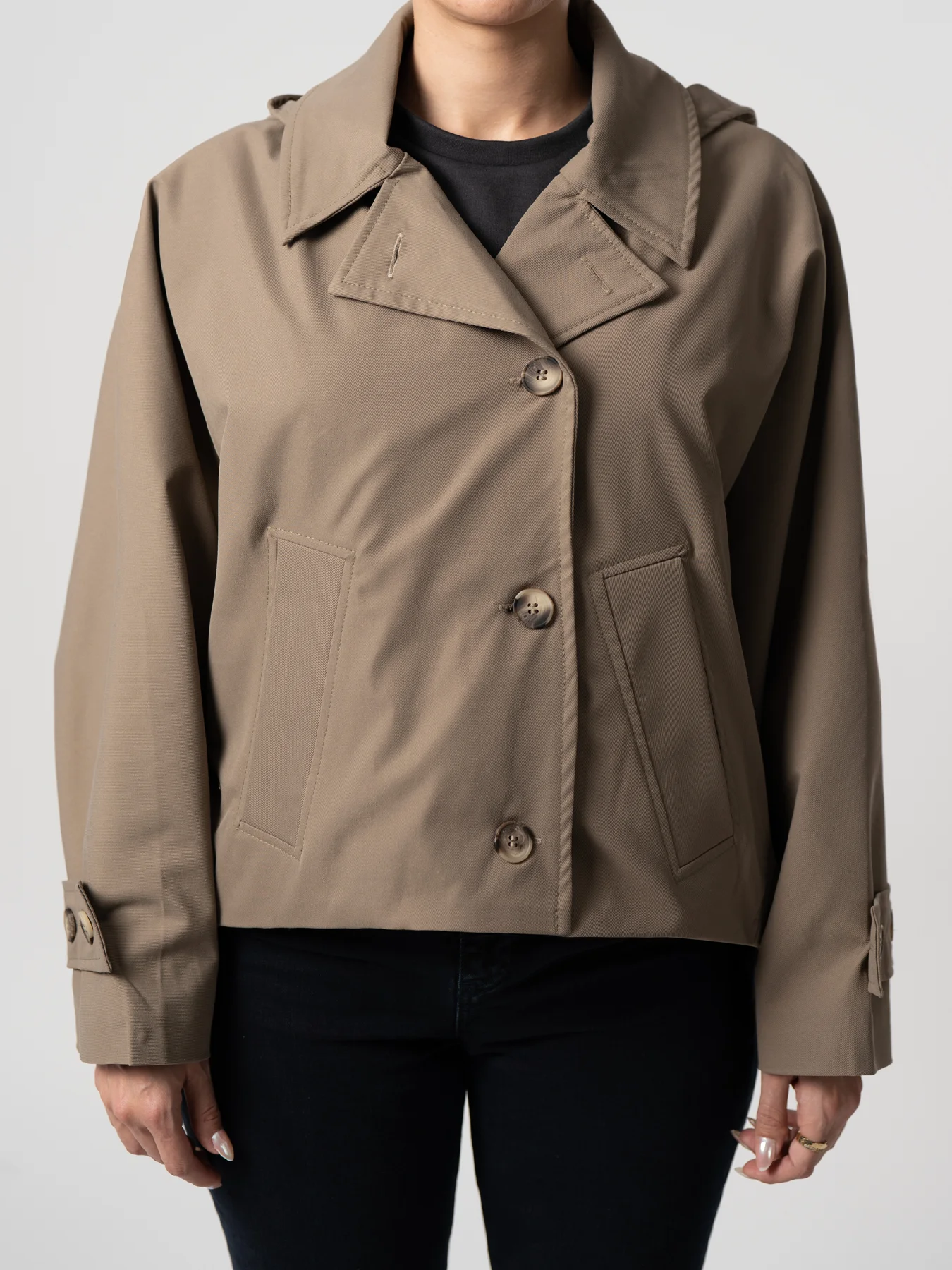 ترنچ کت خاکی کلاه دار 41