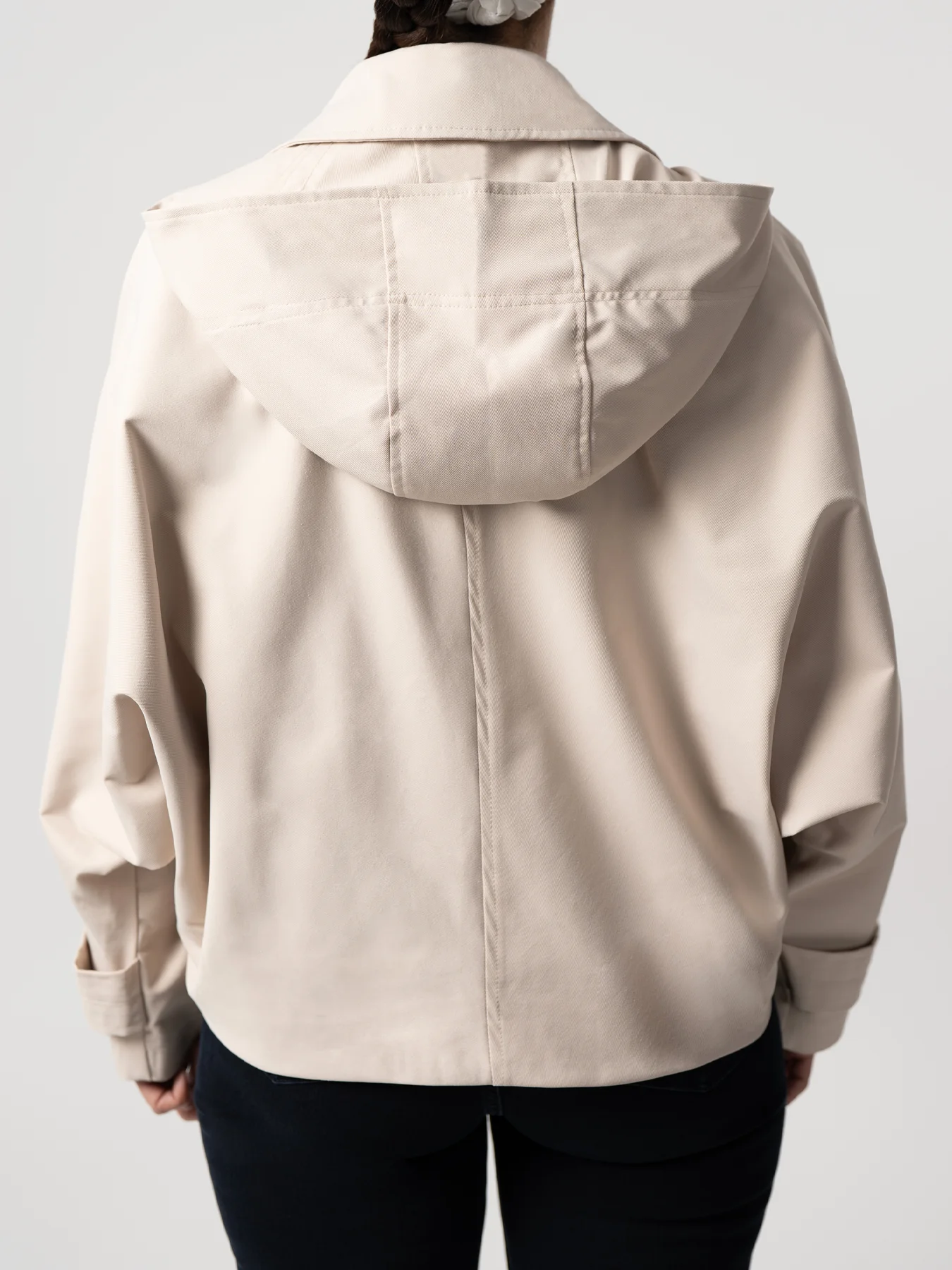 ترنچ کت کلاه دار کرم 44