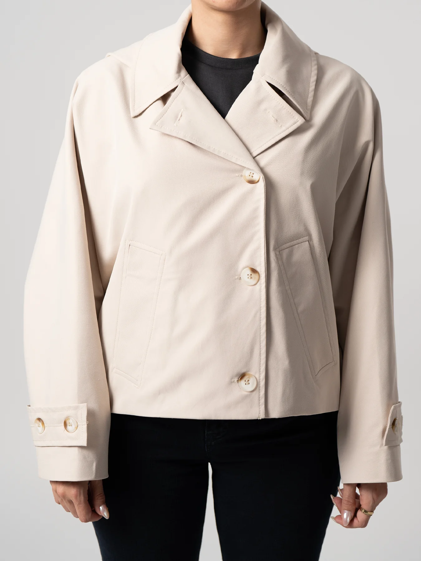 ترنچ کت کلاه دار کرم 44