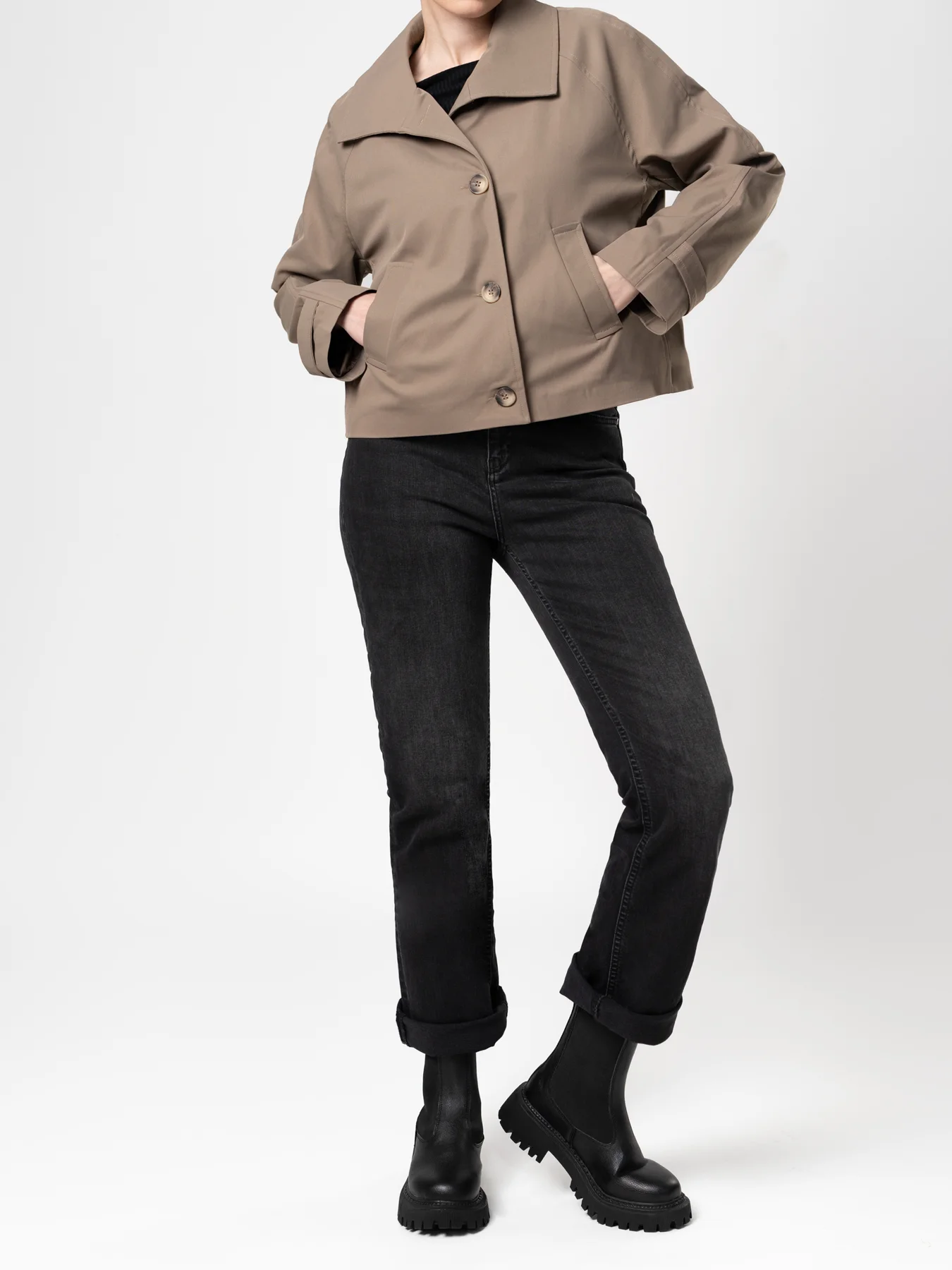 ترنچ کت کتان خاکی 58