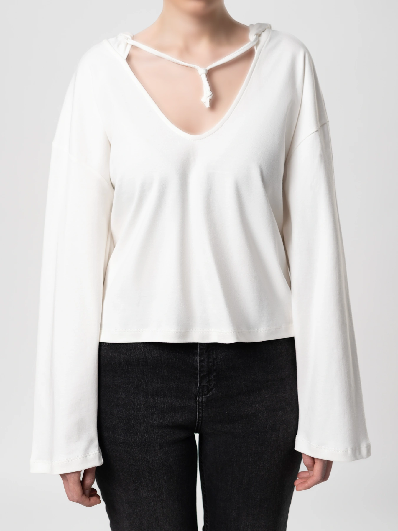 بلوز کلاه دار سفید 64