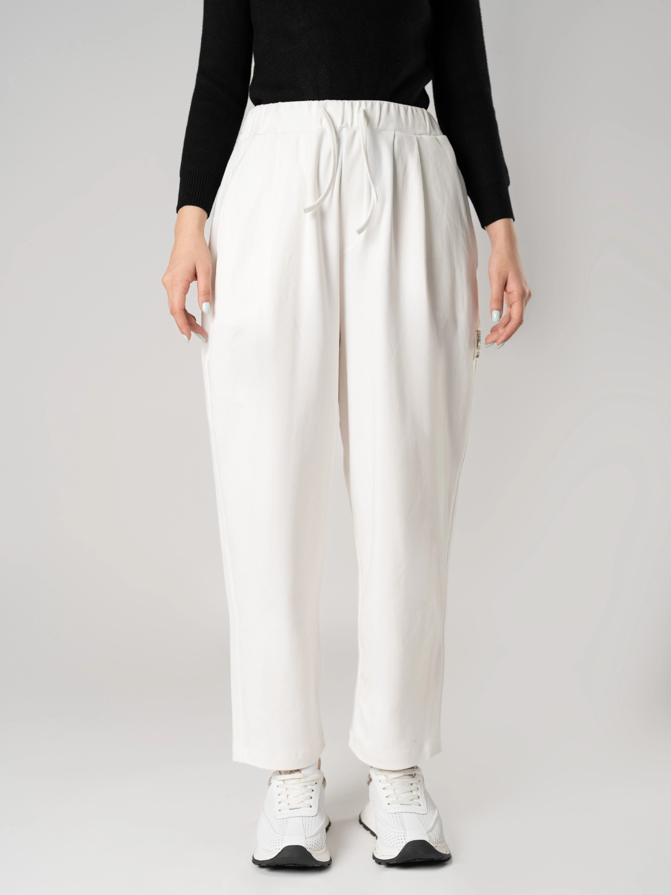 شلوار سفید کمرکش بندار 49