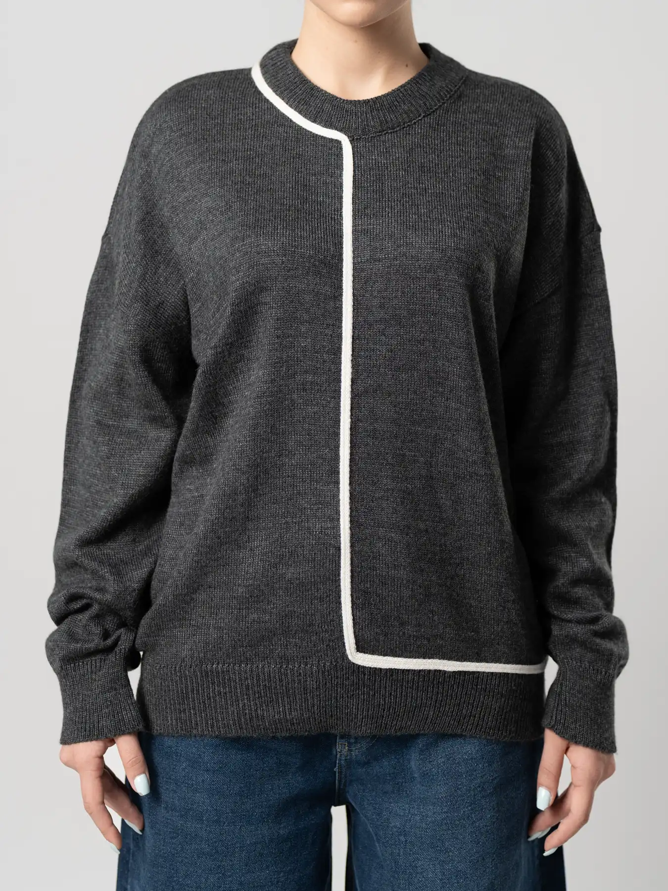 بلوز بافت زنانه زغالی 54