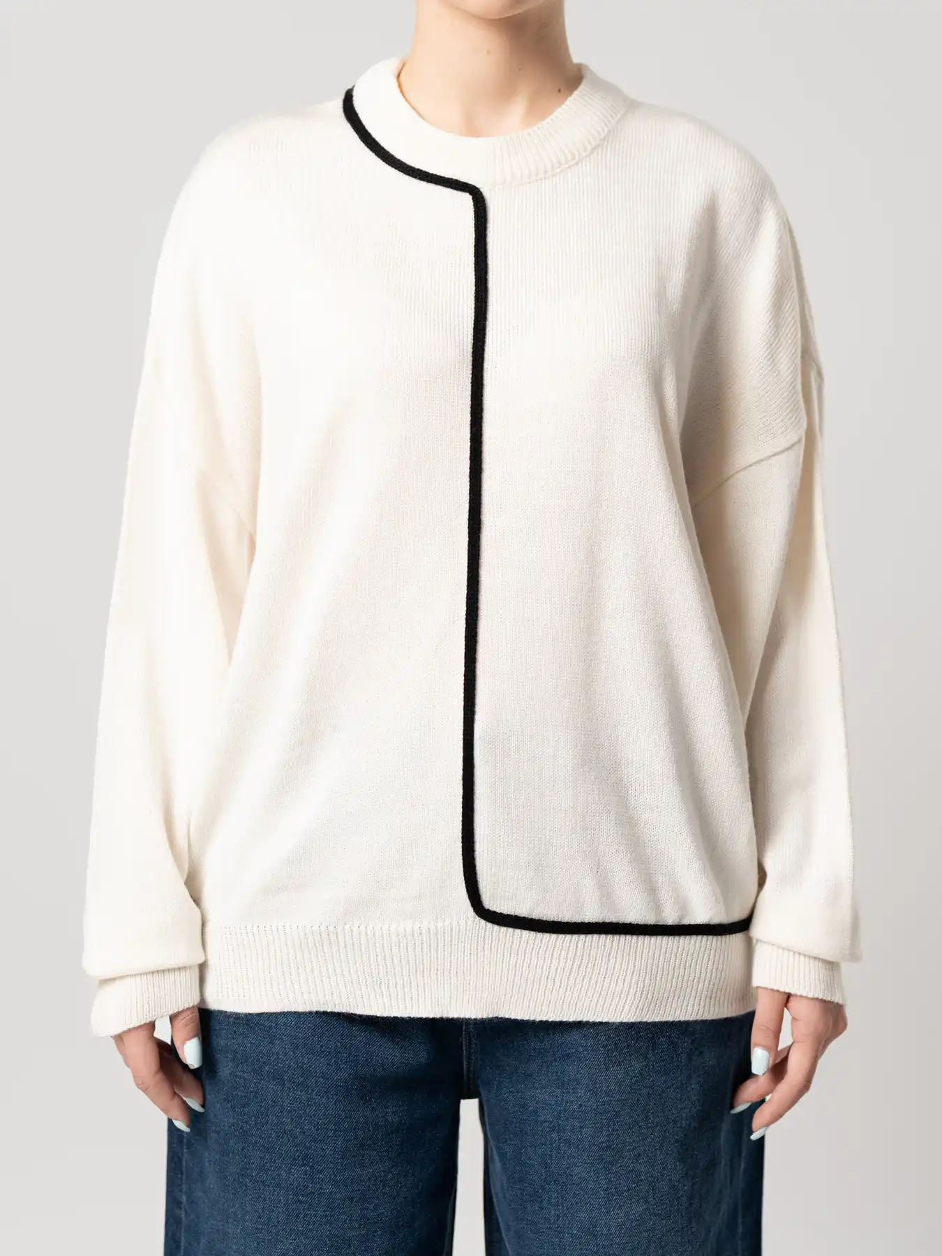 بلوز بافت زنانه شیری 56