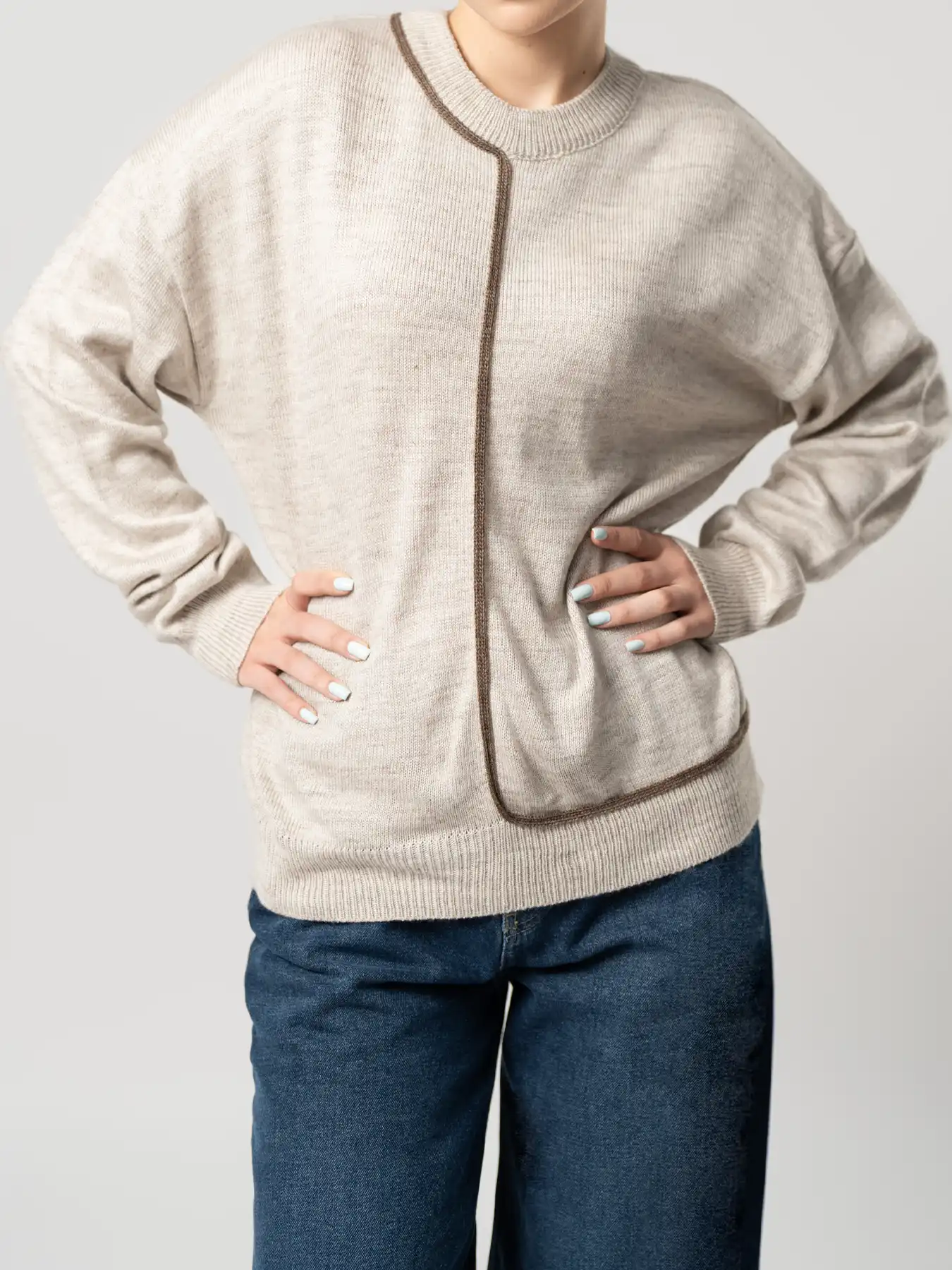 بلوز بافت زنانه کرم 59