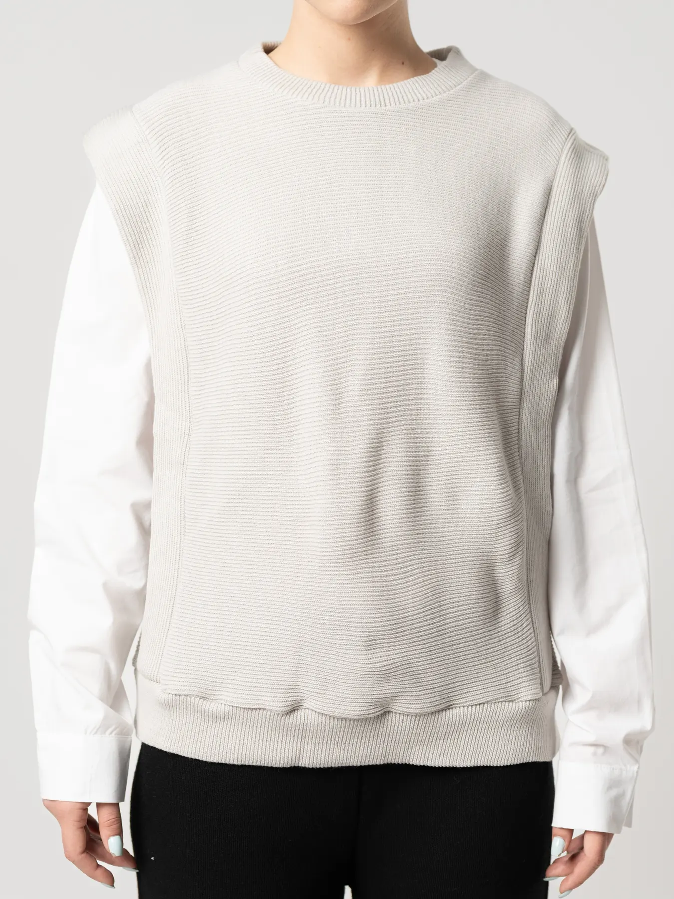 بلوز بافت زنانه کبریتی طوسی روشن 63