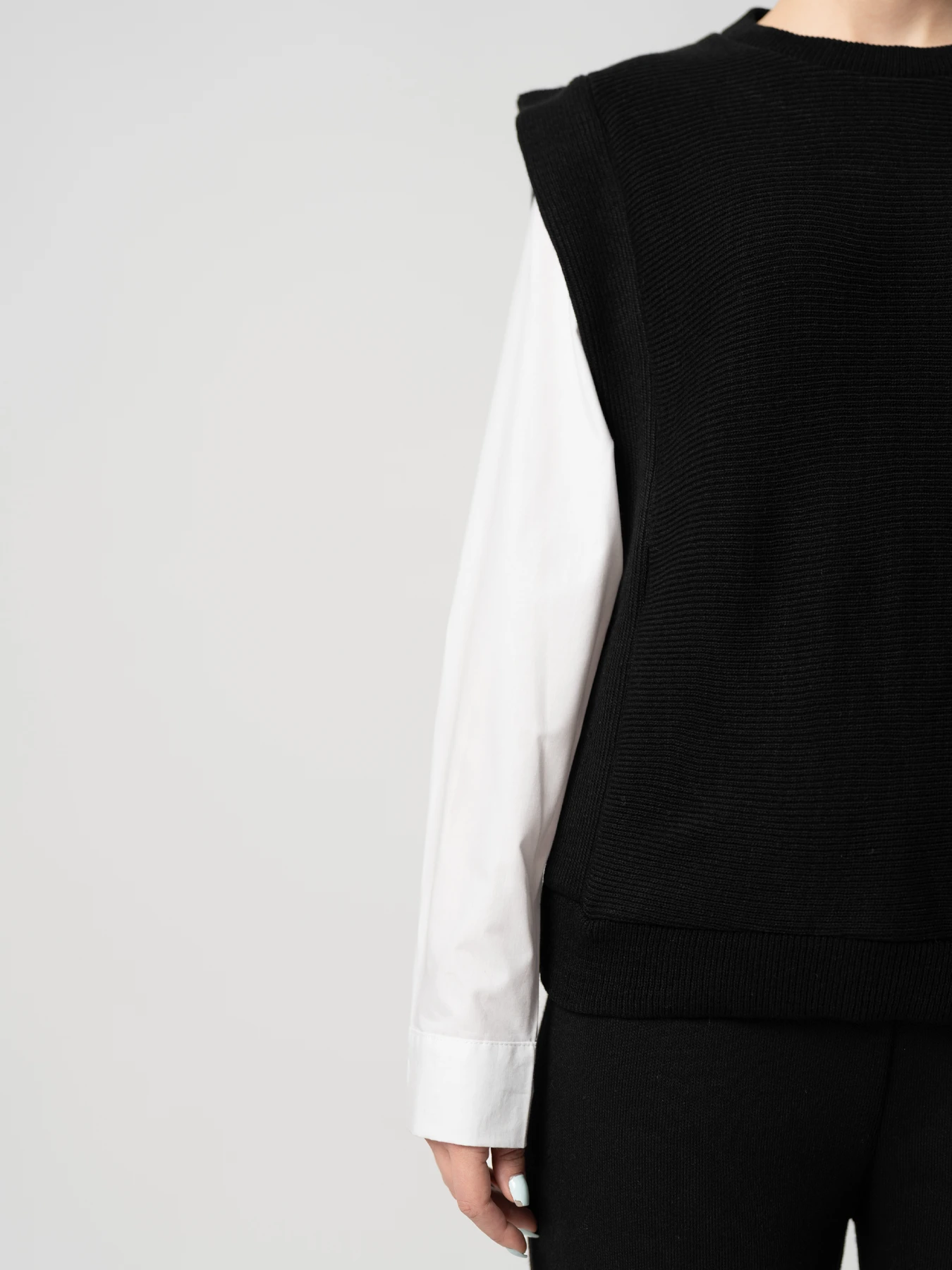 بلوز بافت زنانه کبریتی مشکی 65