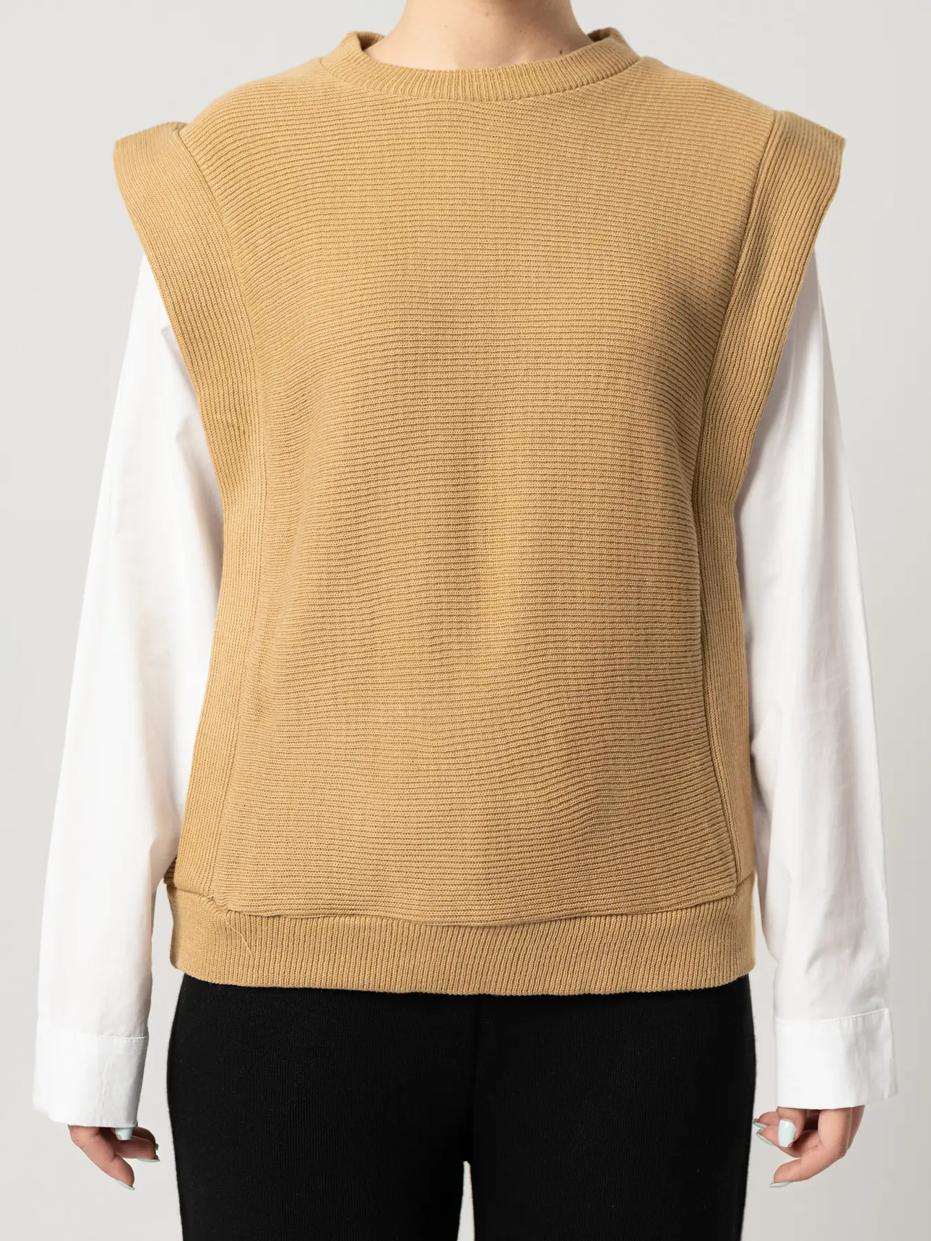 بلوز بافت زنانه کبریتی نخودی 66