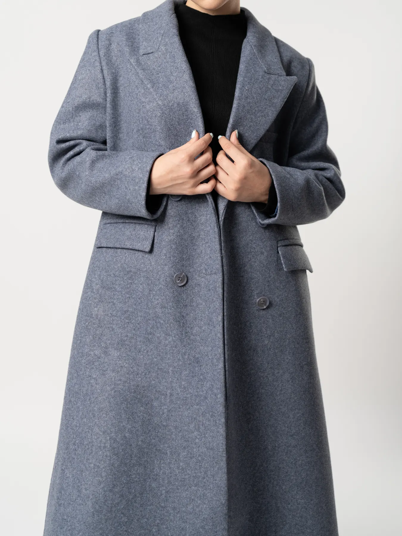 پالتو بلند یقه بلیزر آبی نفتی 68