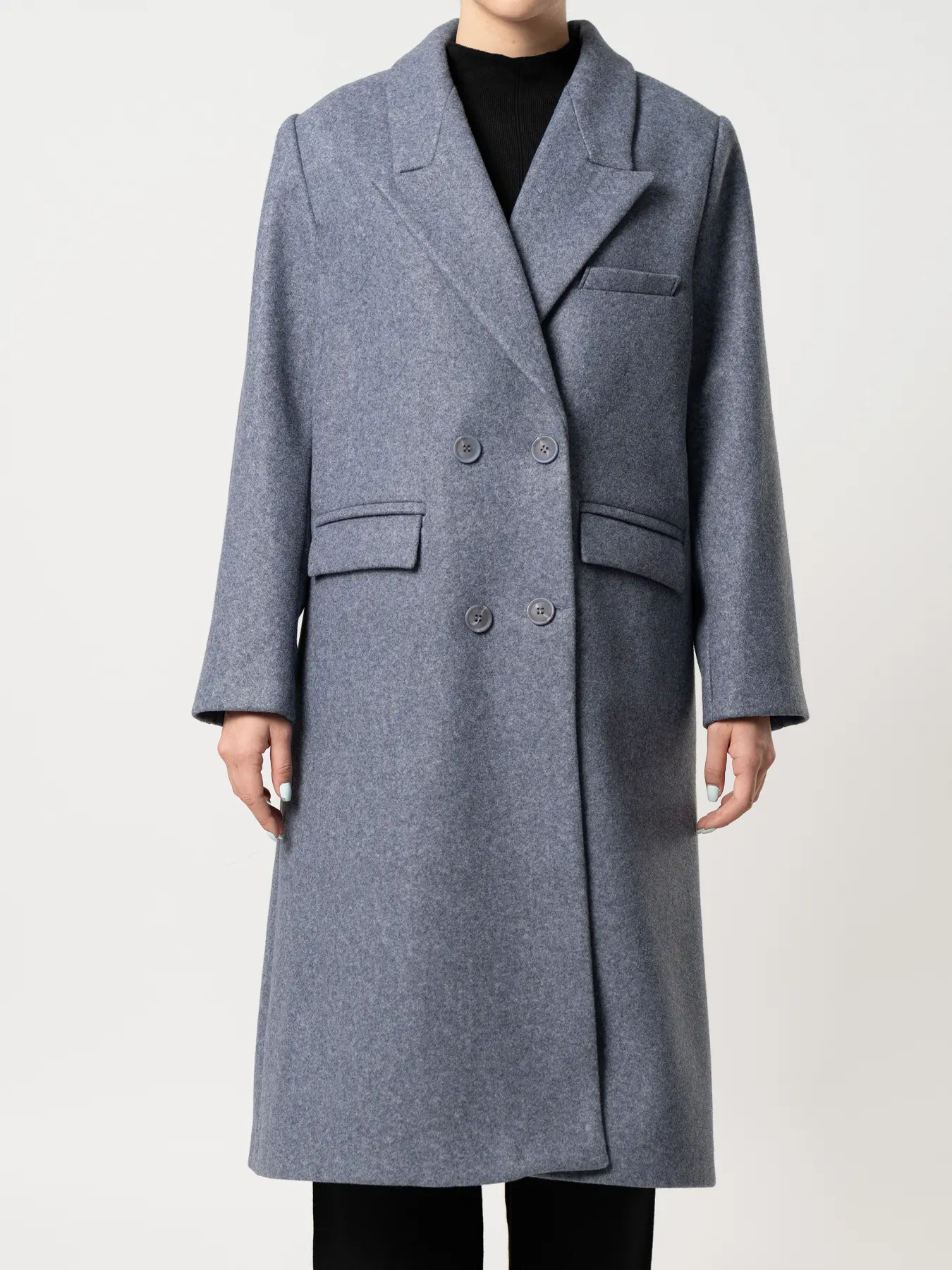 پالتو بلند یقه بلیزر آبی نفتی 68