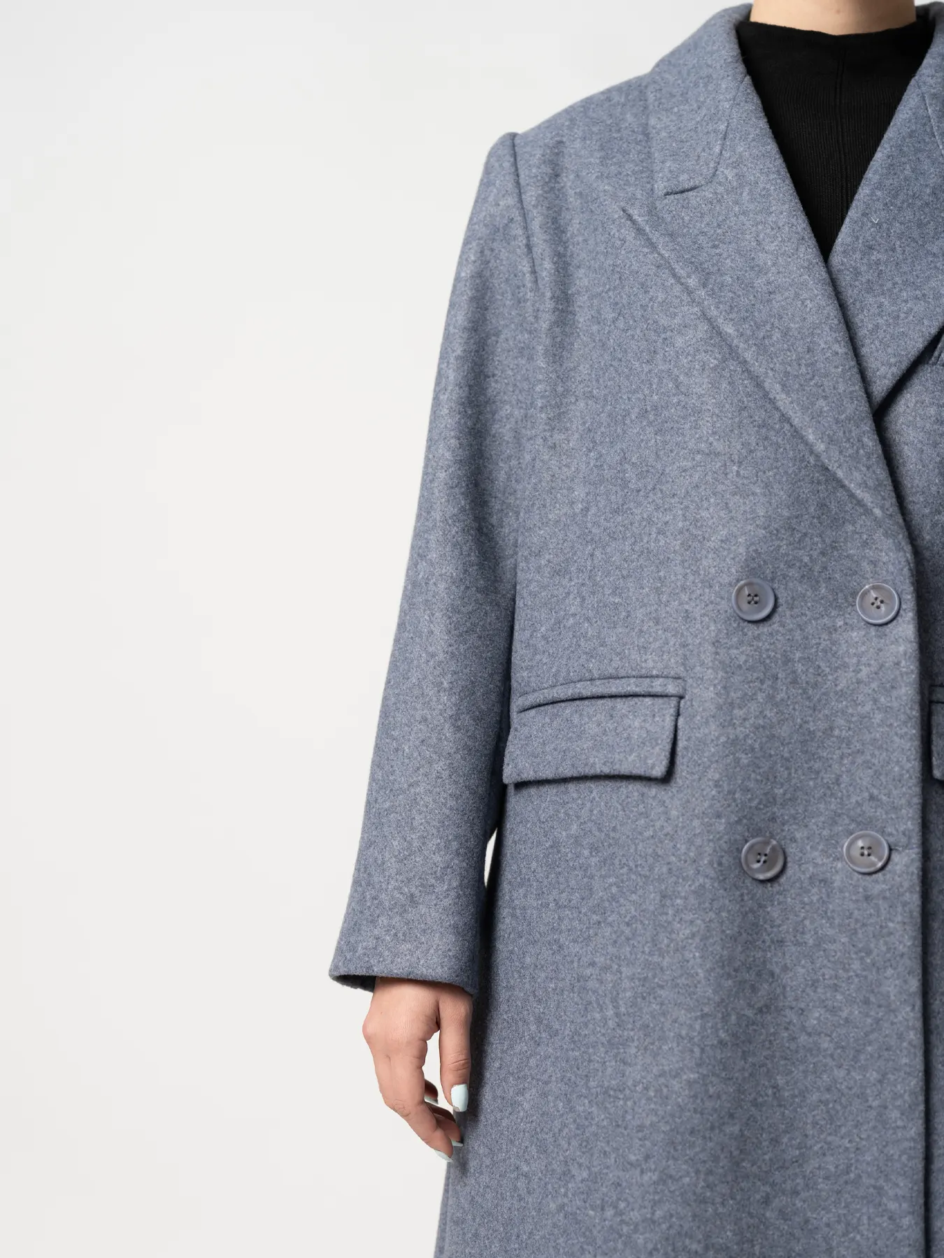 پالتو بلند یقه بلیزر آبی نفتی 68