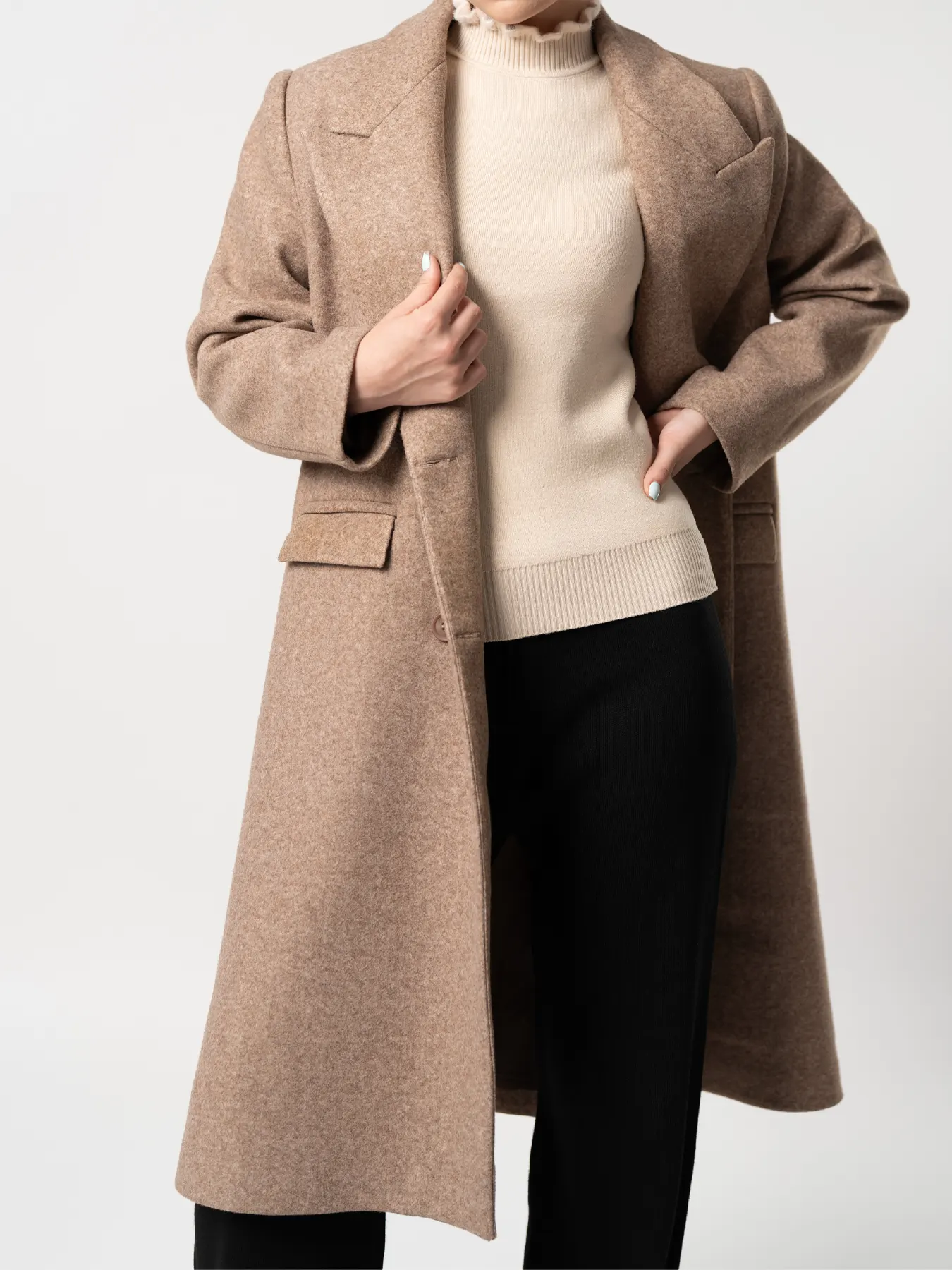 پالتو بلند یقه بلیزر نسکافه ای 70