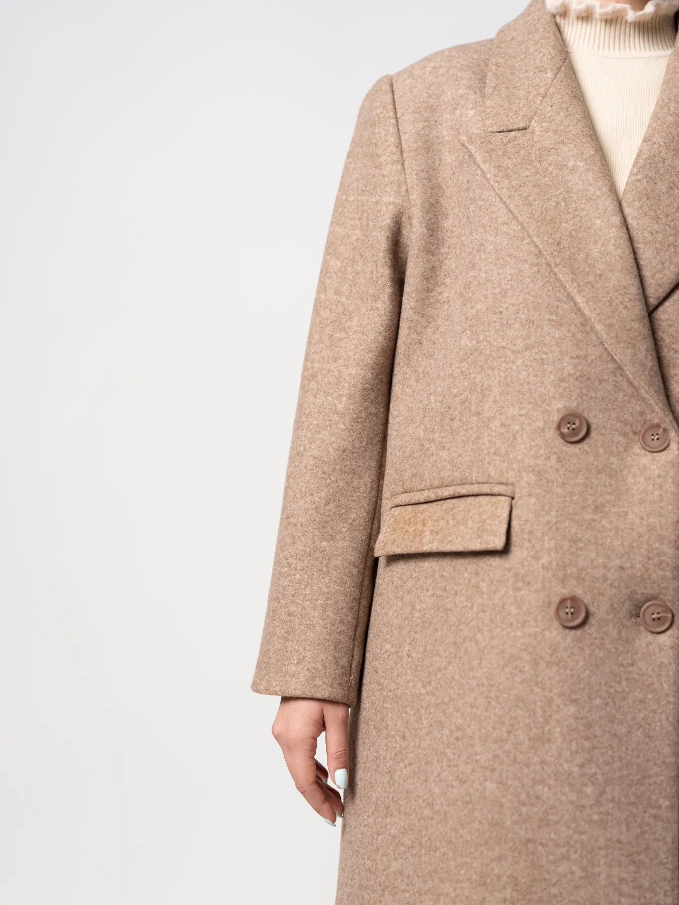 پالتو بلند یقه بلیزر نسکافه ای 70