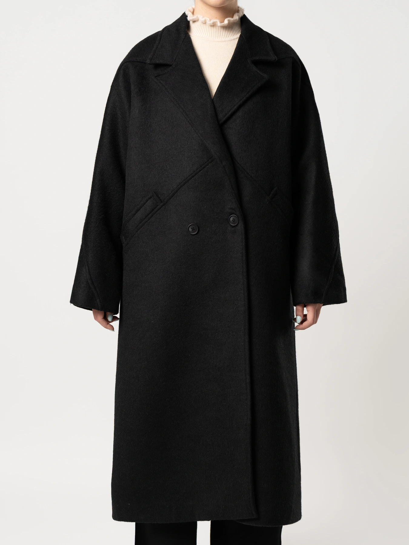 پالتو بلند یقه انگلیسی مشکی 87