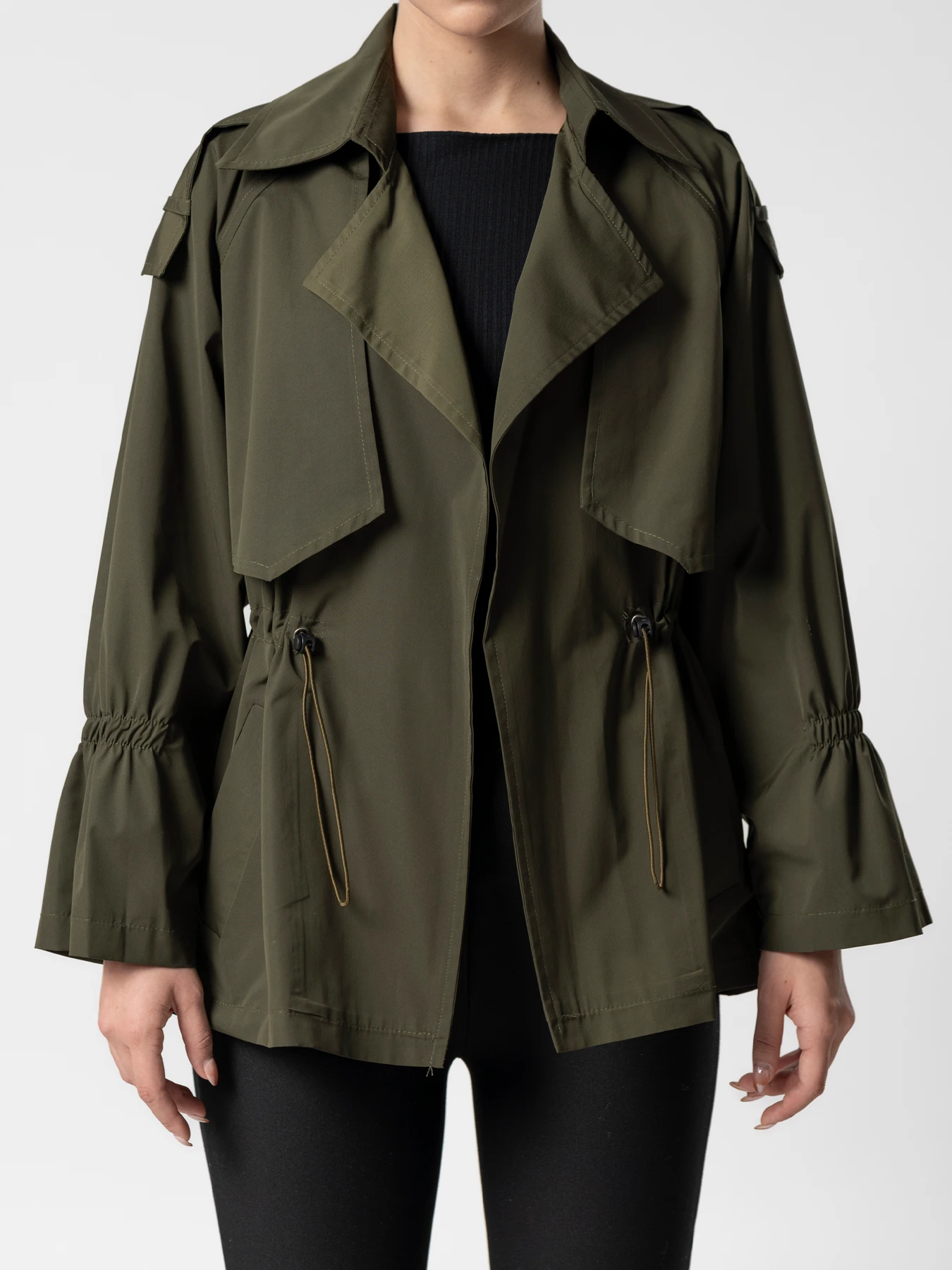 بارانی زنانه کوتاه سبز تیره 35