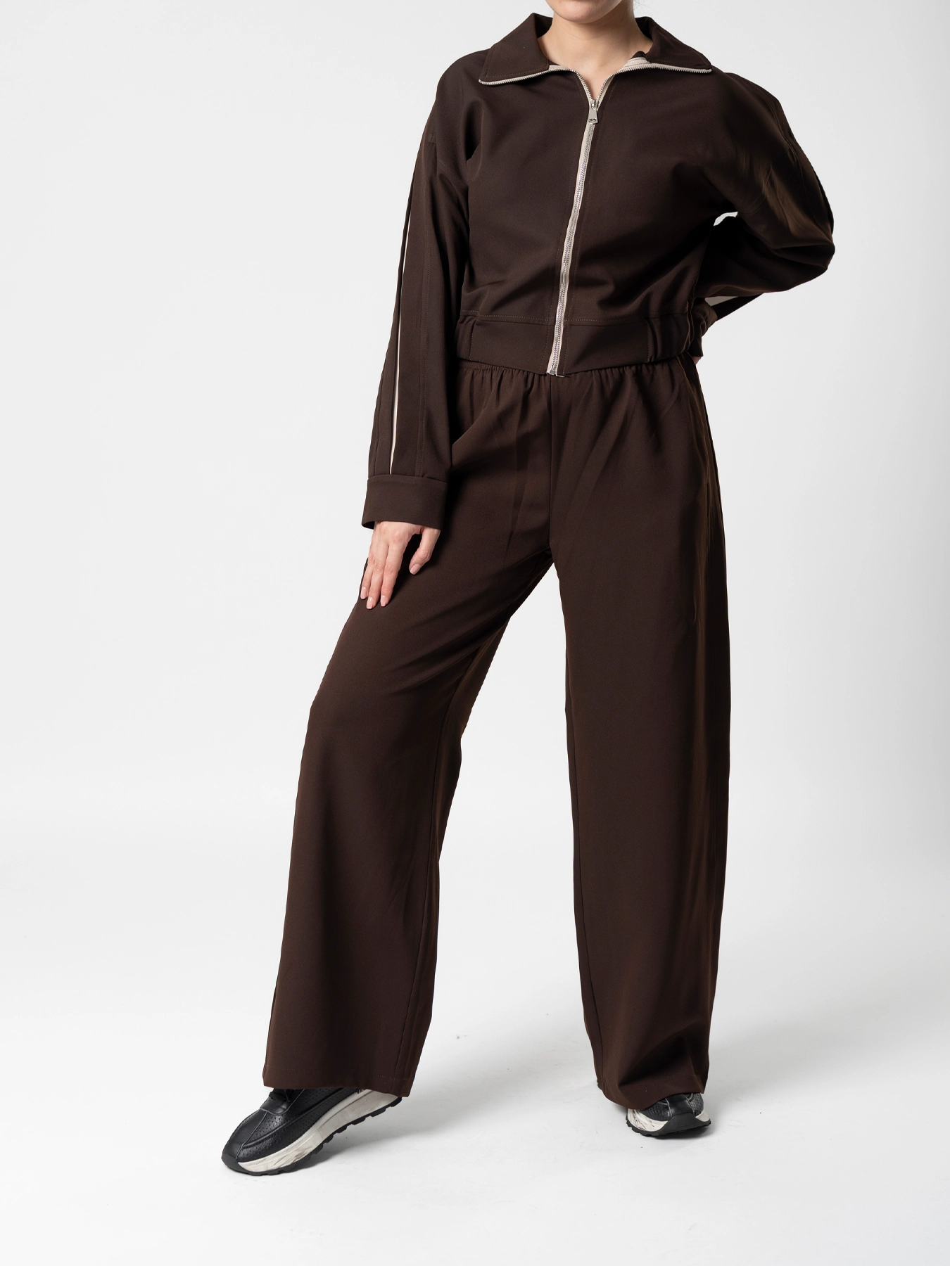 ست سویشرت شلوار زنانه قهوه ای 62