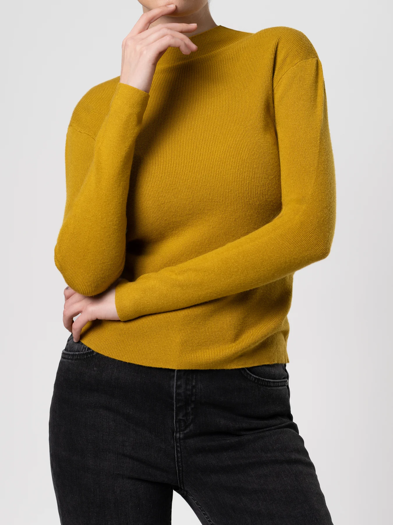 بافت یقه ایستاه خردلی 64