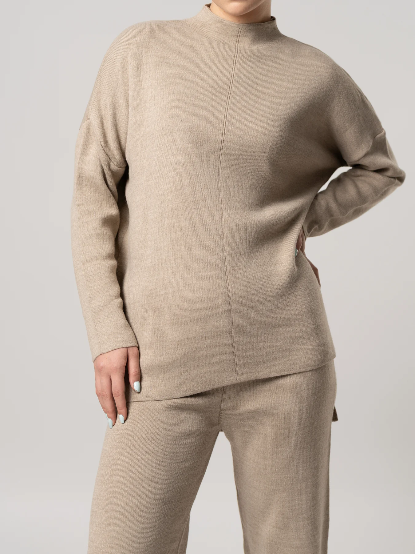 ست بلوز و شلوار بافت نسکافه ای 58