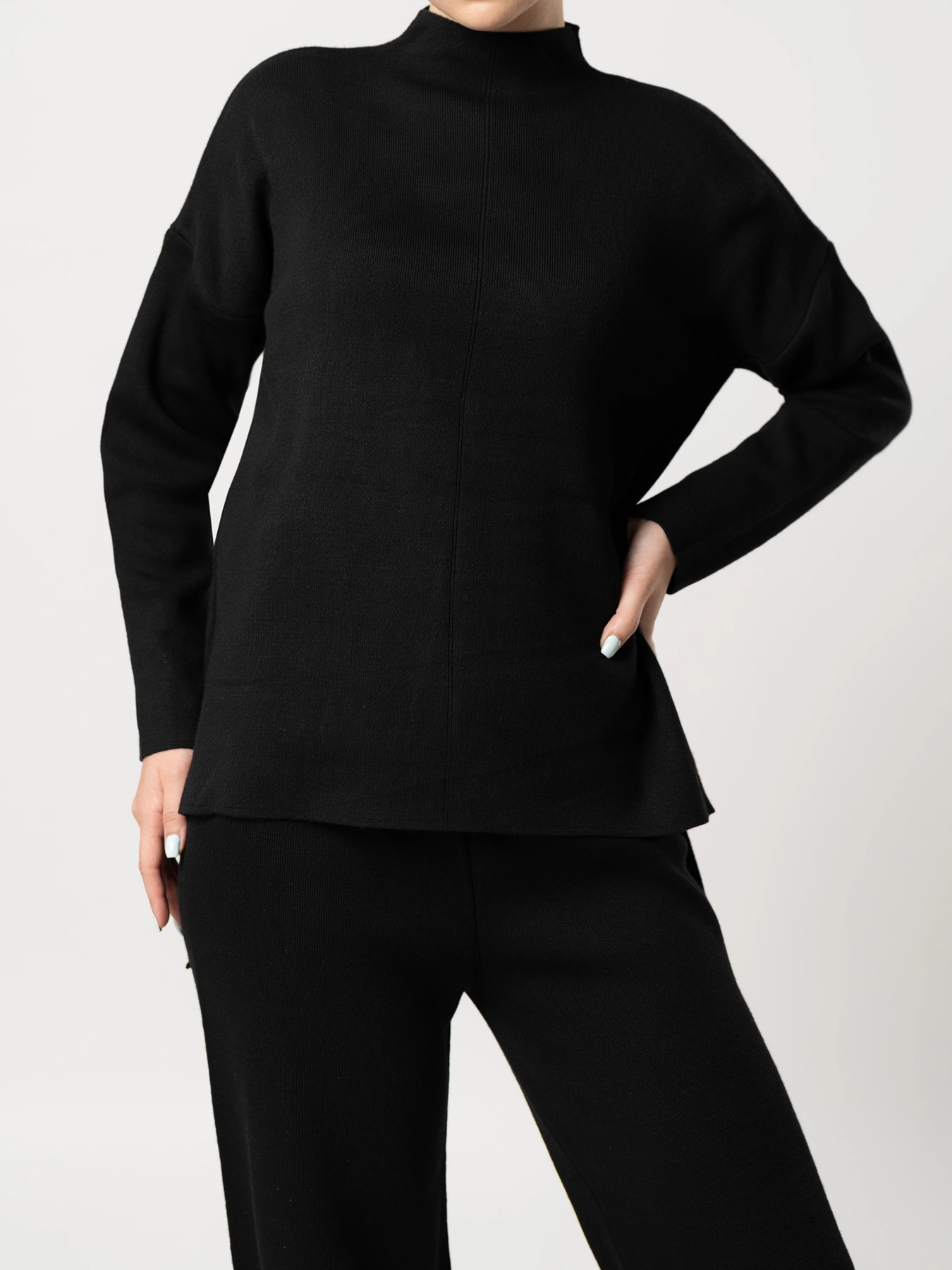 ست بلوز و شلوار بافت مشکی 61