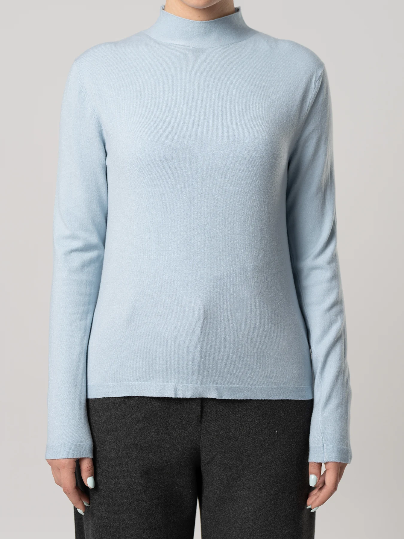 پلیور بافت یقه ایستاده آبی 22