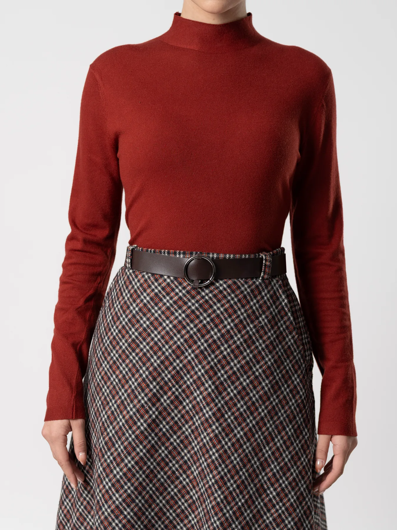 پلیور بافت یقه ایستاده آجری 23