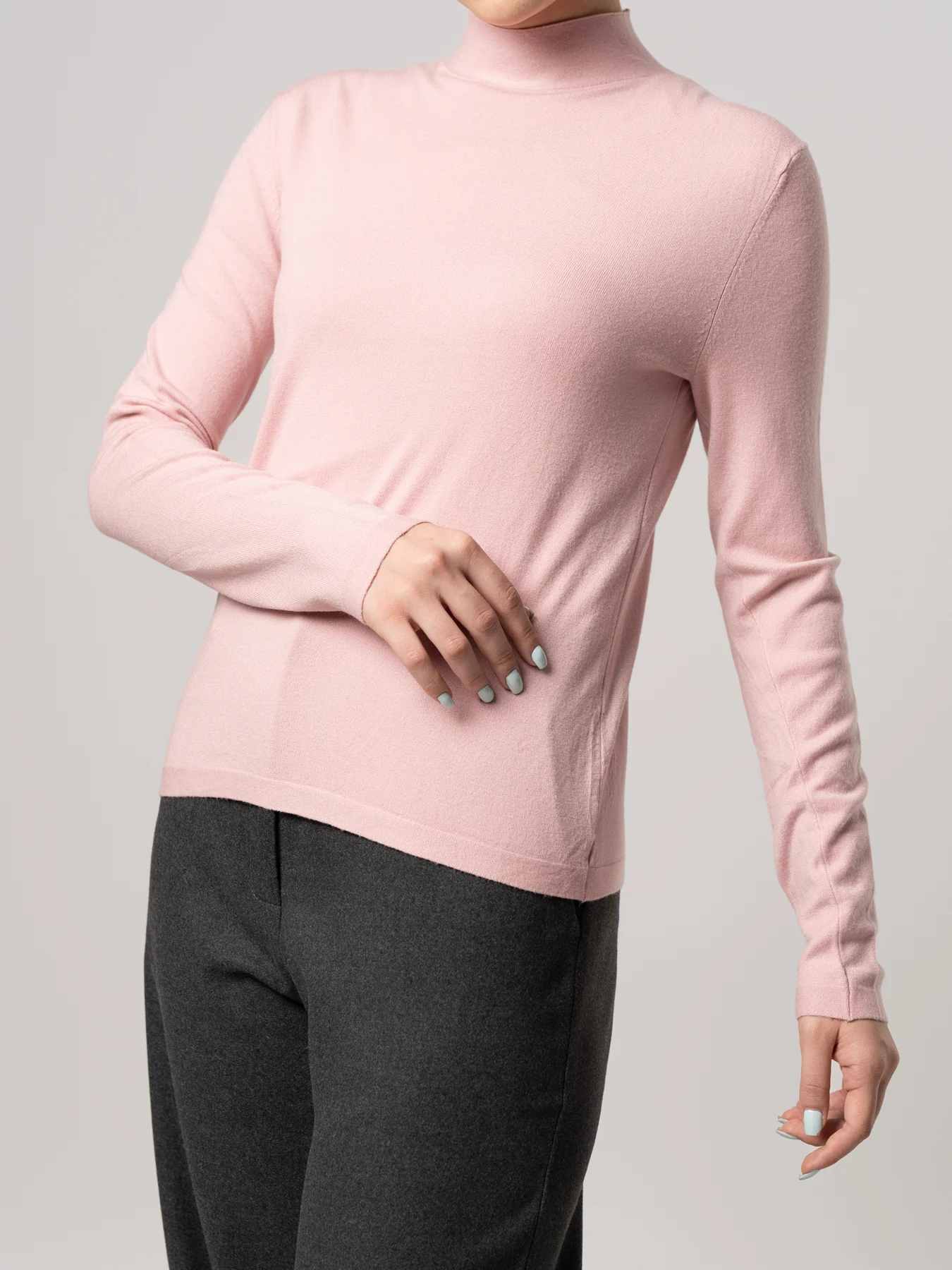 پلیور بافت یقه ایستاده صورتی 28