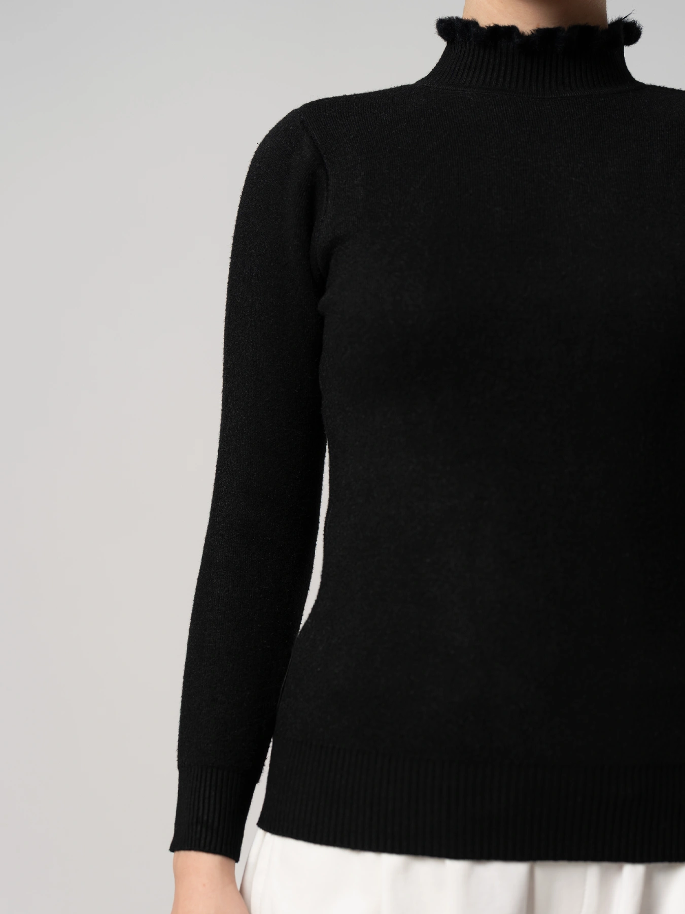 پلیور بافت یقه ایستاده مشکی 36