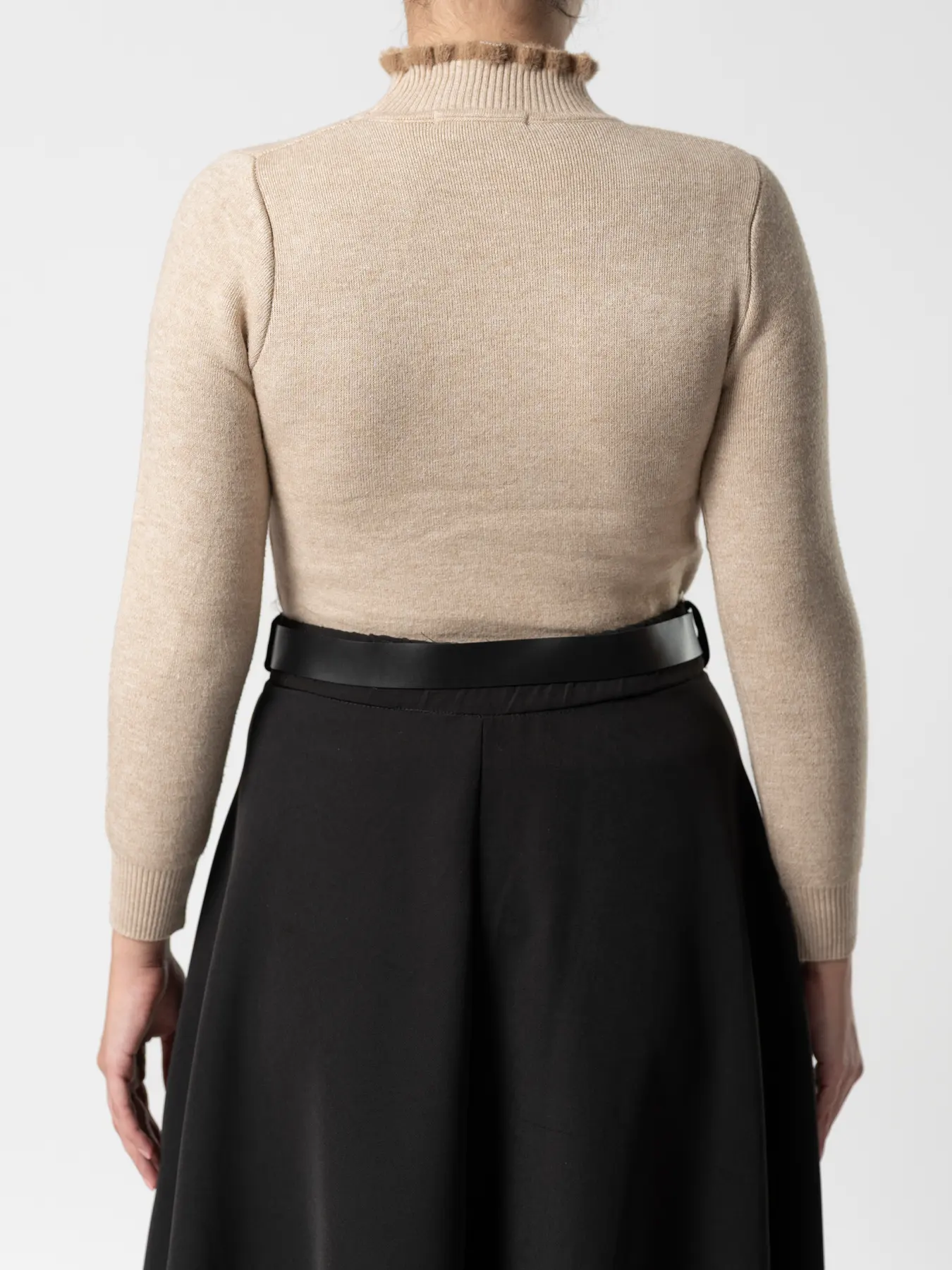 پلیور بافت یقه ایستاده خاکی 39