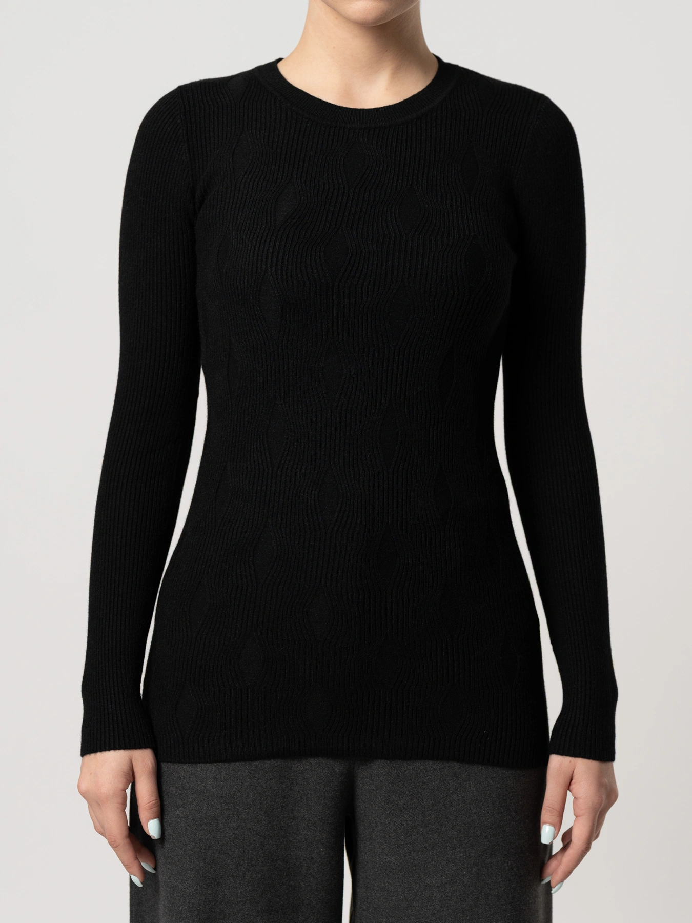 پلیور بافت زنانه طرح لوزی مشکی 40