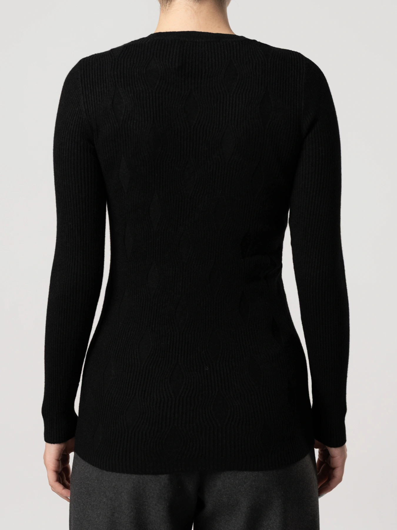 پلیور بافت زنانه طرح لوزی مشکی 40