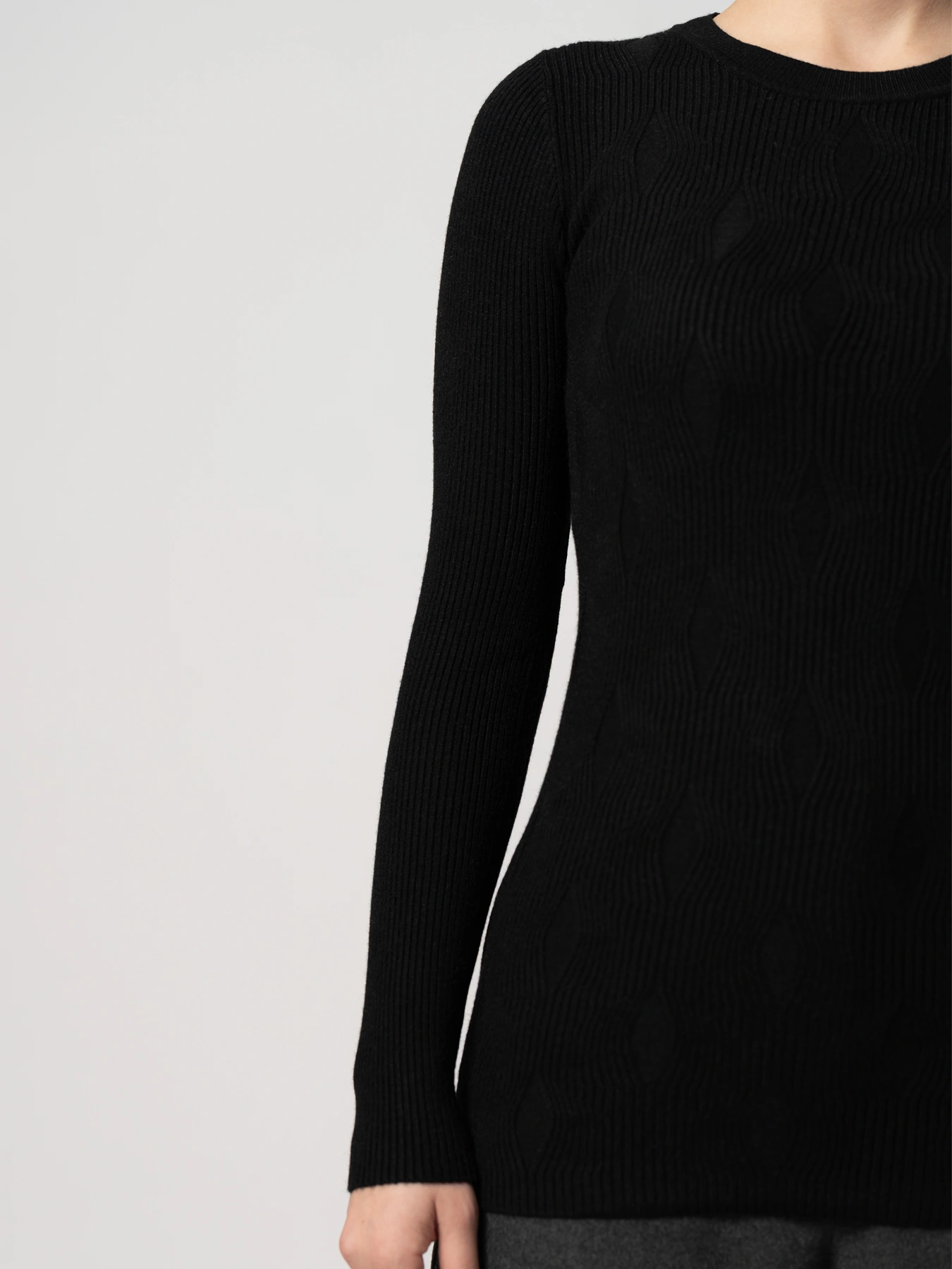 پلیور بافت زنانه طرح لوزی مشکی 40